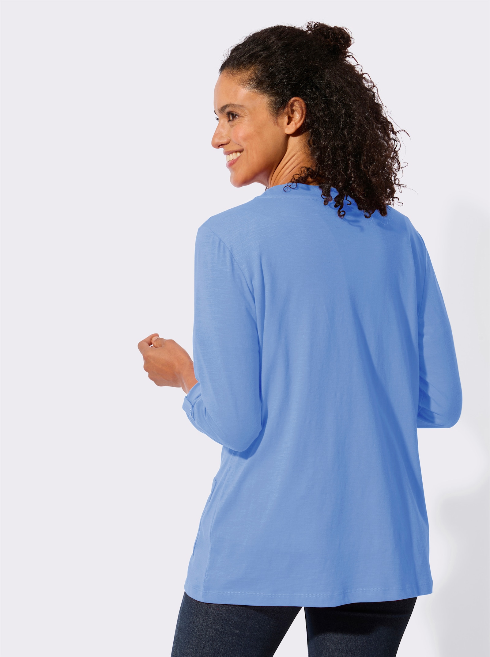 Shirtjacke mit Flammgarn-Struktur - himmelblau