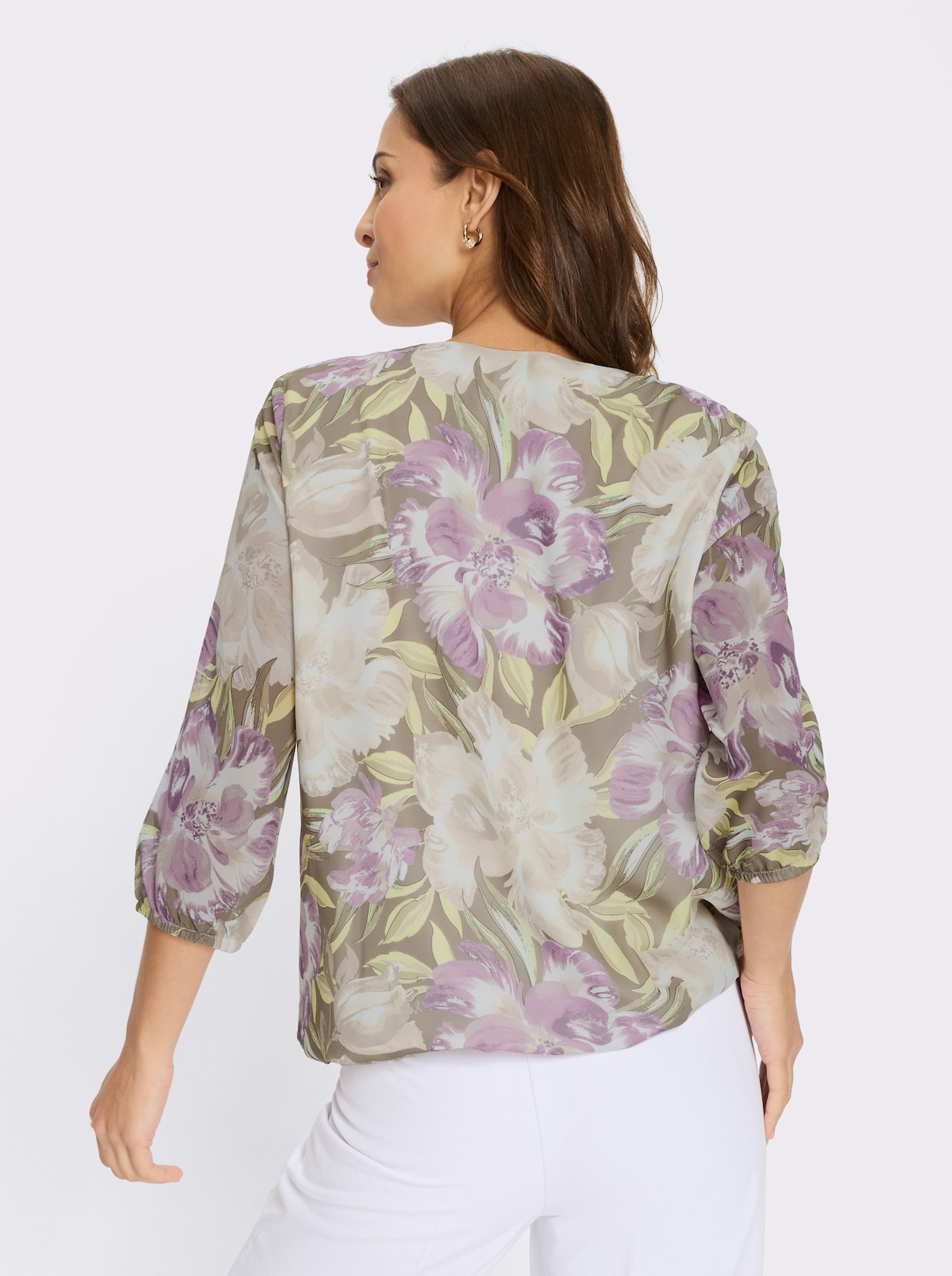 Georgettebluse - pistazie-orchidee-bedruckt