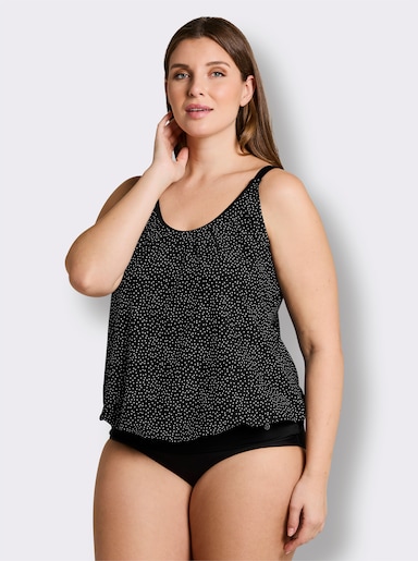 sheego Tankini-Oberteil mit Pünktchen - schwarz-weiß-getupft