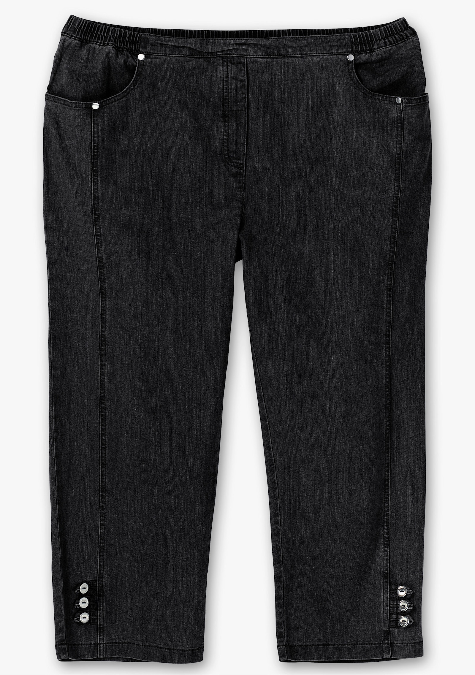 7/8-Jeans mit Zierriegel am Abschluss - black-denim