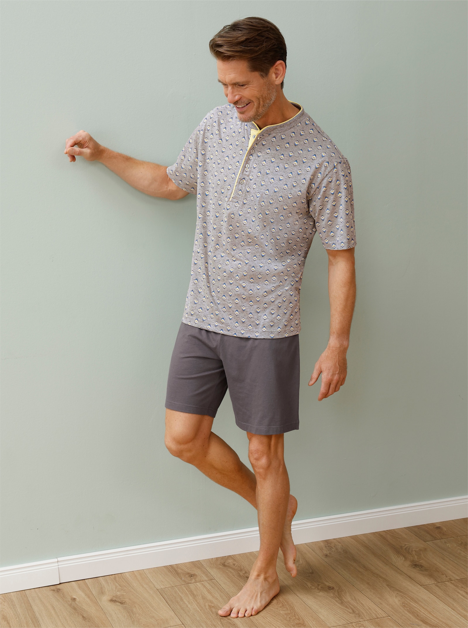 wäschepur men Shorty - grau-meliert-anthrazit-bedruckt