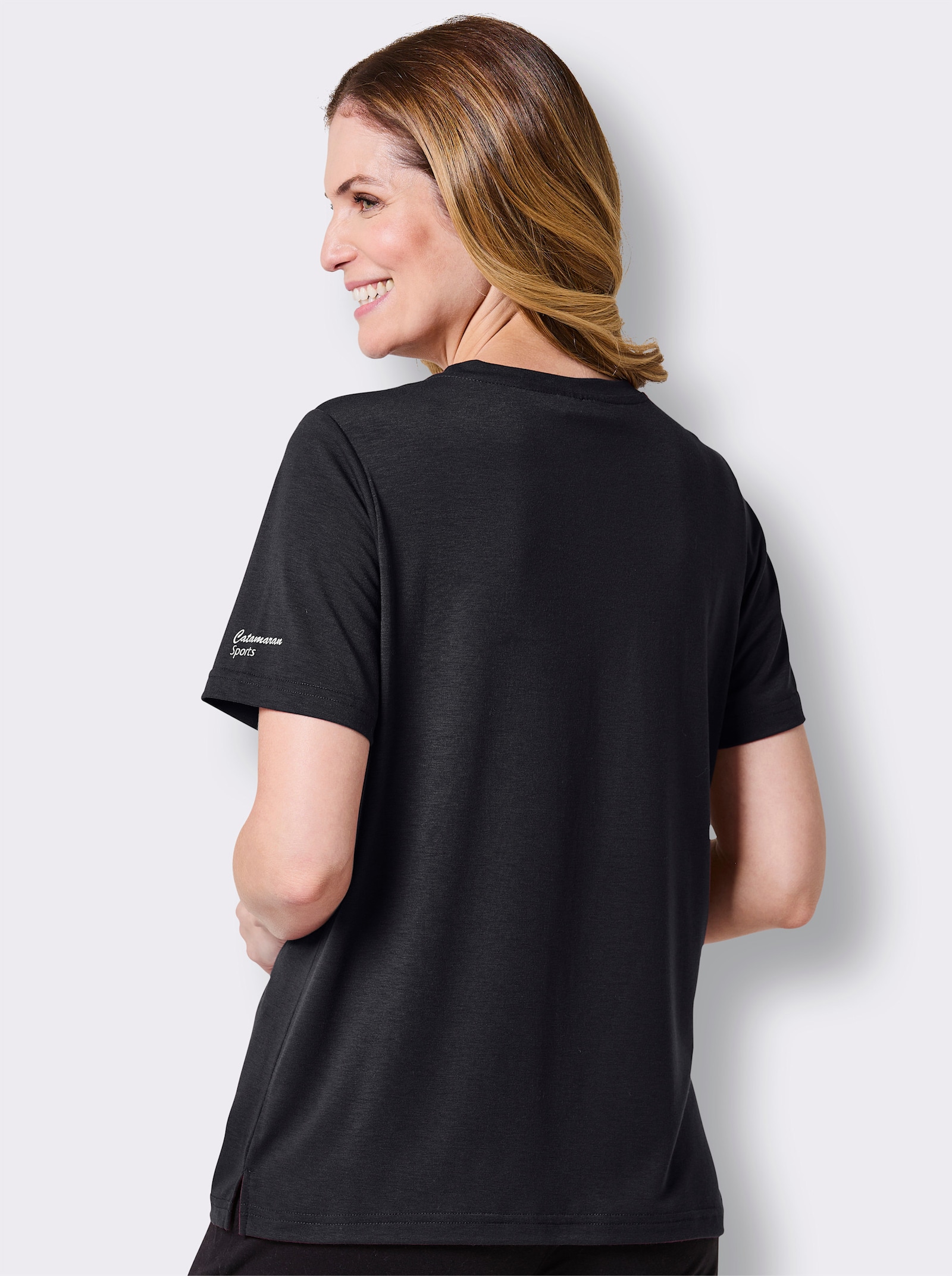 Catamaran Sports Funktionsshirt mit Seitenschlitzen - schwarz