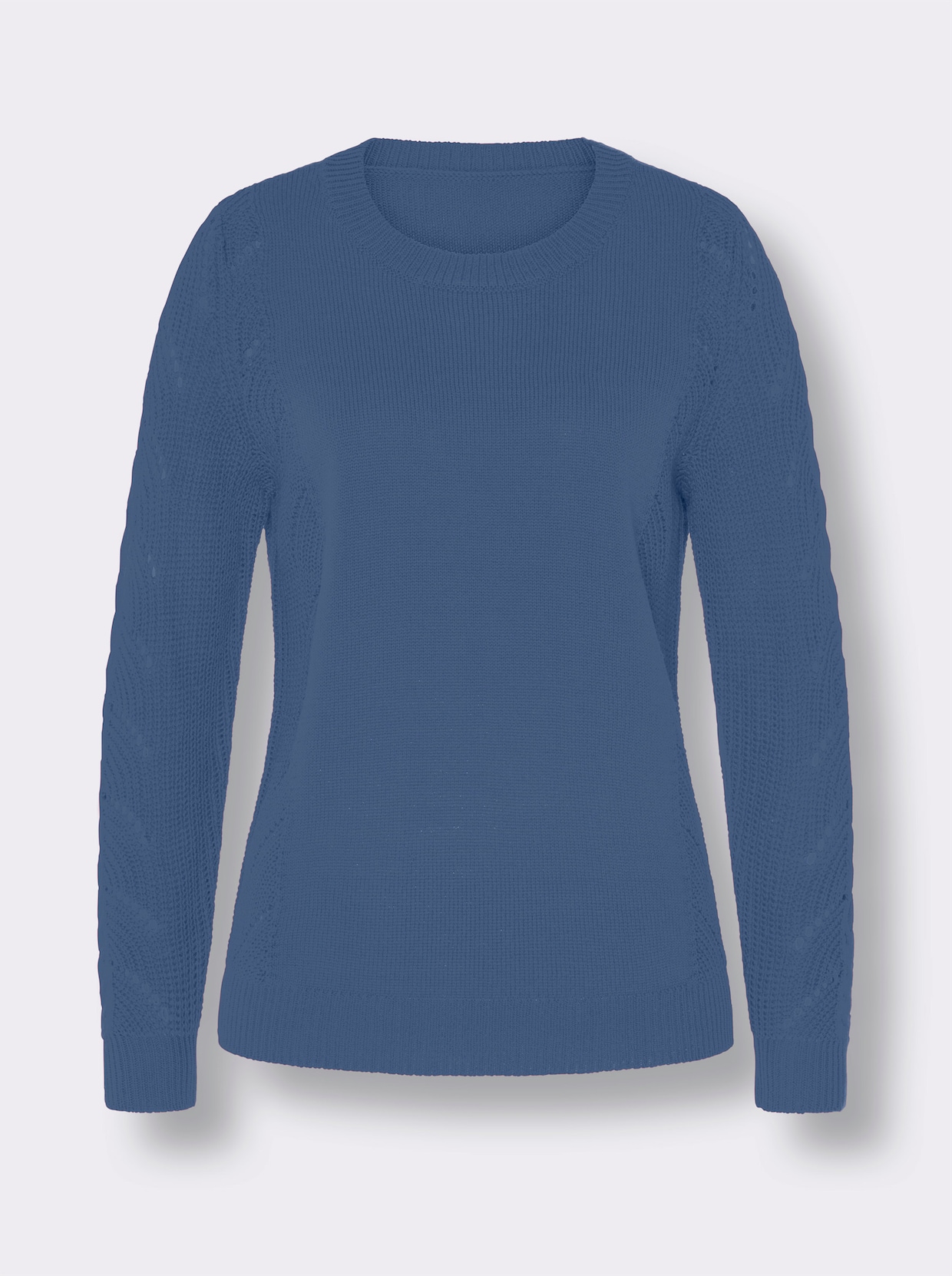 Langarm-Pullover - mittelblau