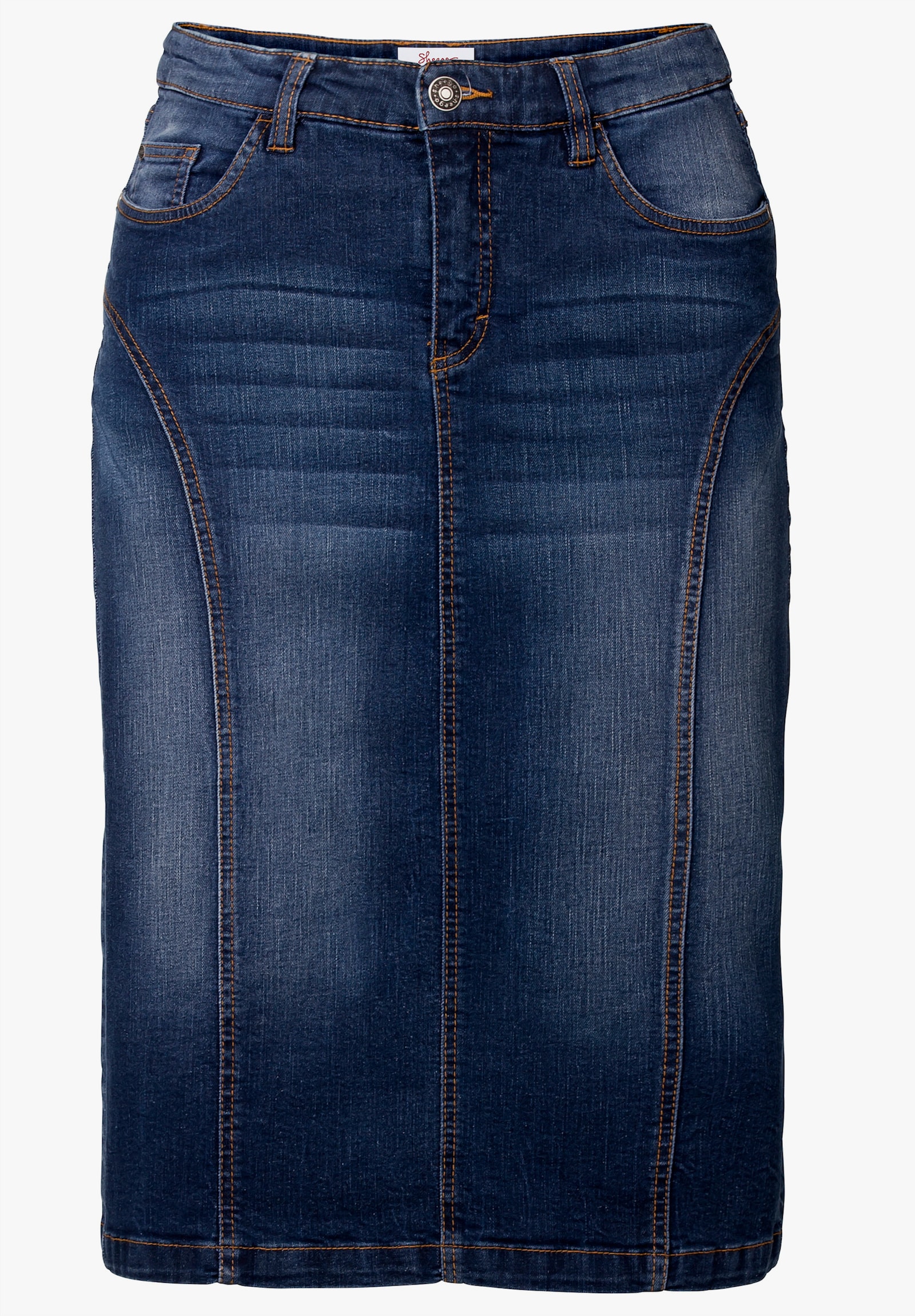 sheego Jeansrock mit Teilungsnähten - dark blue denim