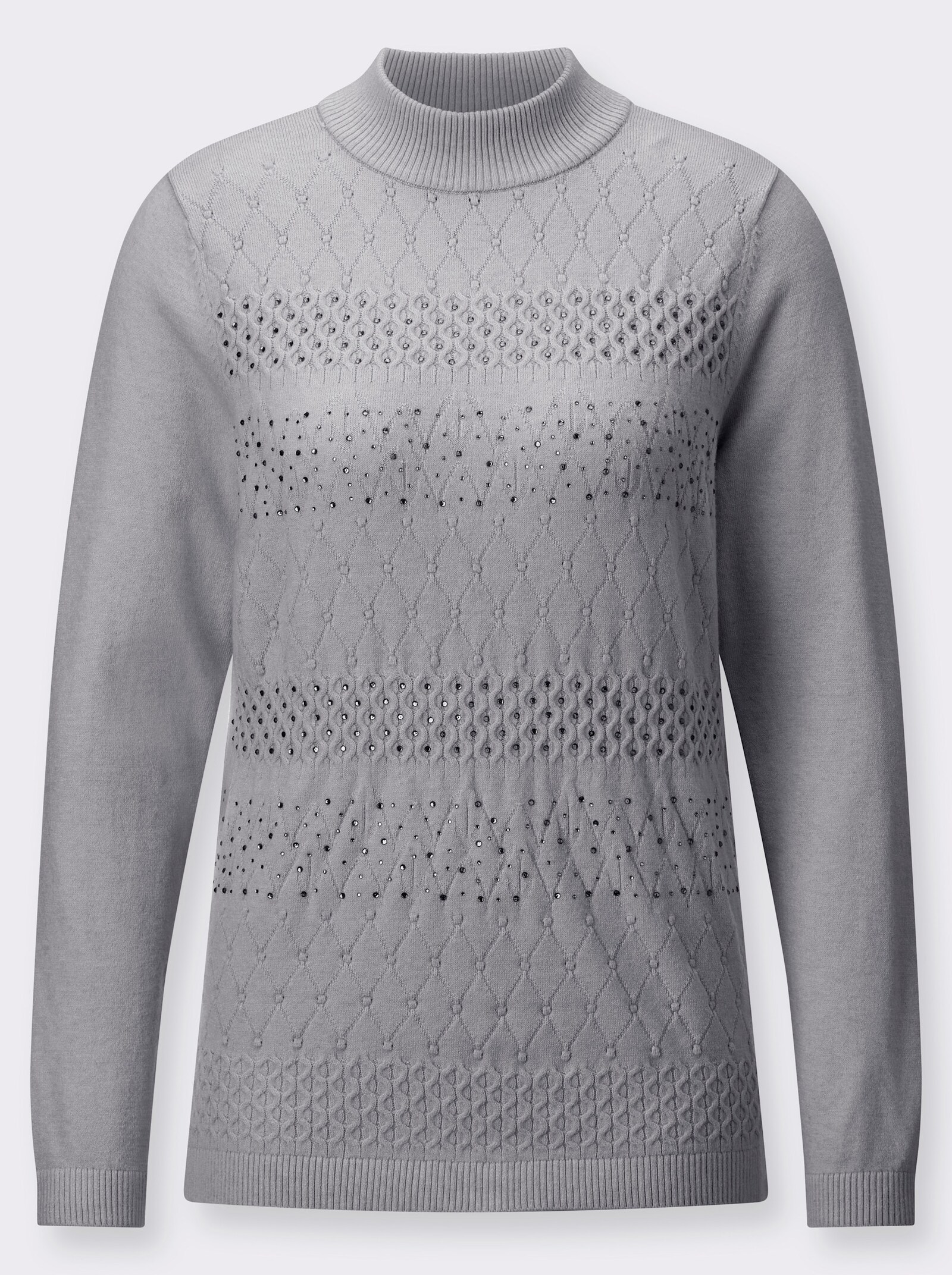 Stehkragenpullover in superweicher Qualität - steingrau