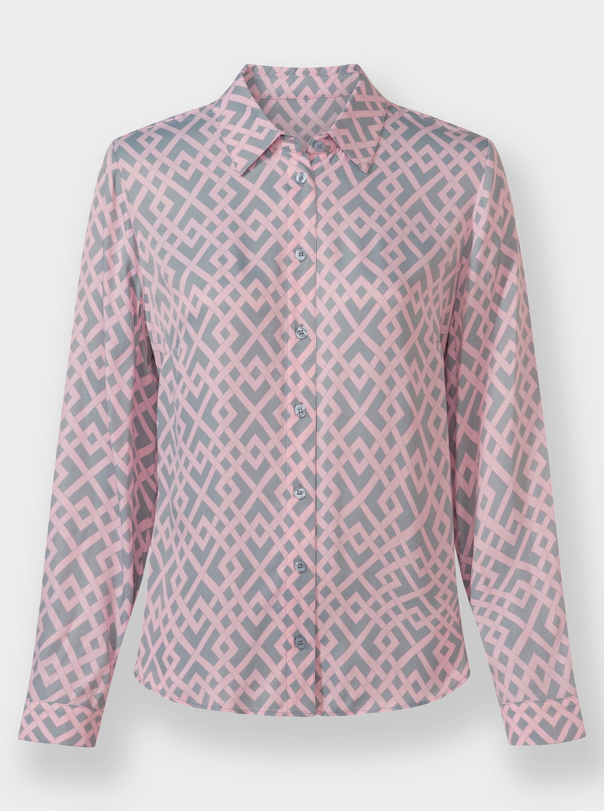 heine Overhemdblouse - steengrijs/lichtroze bedrukt