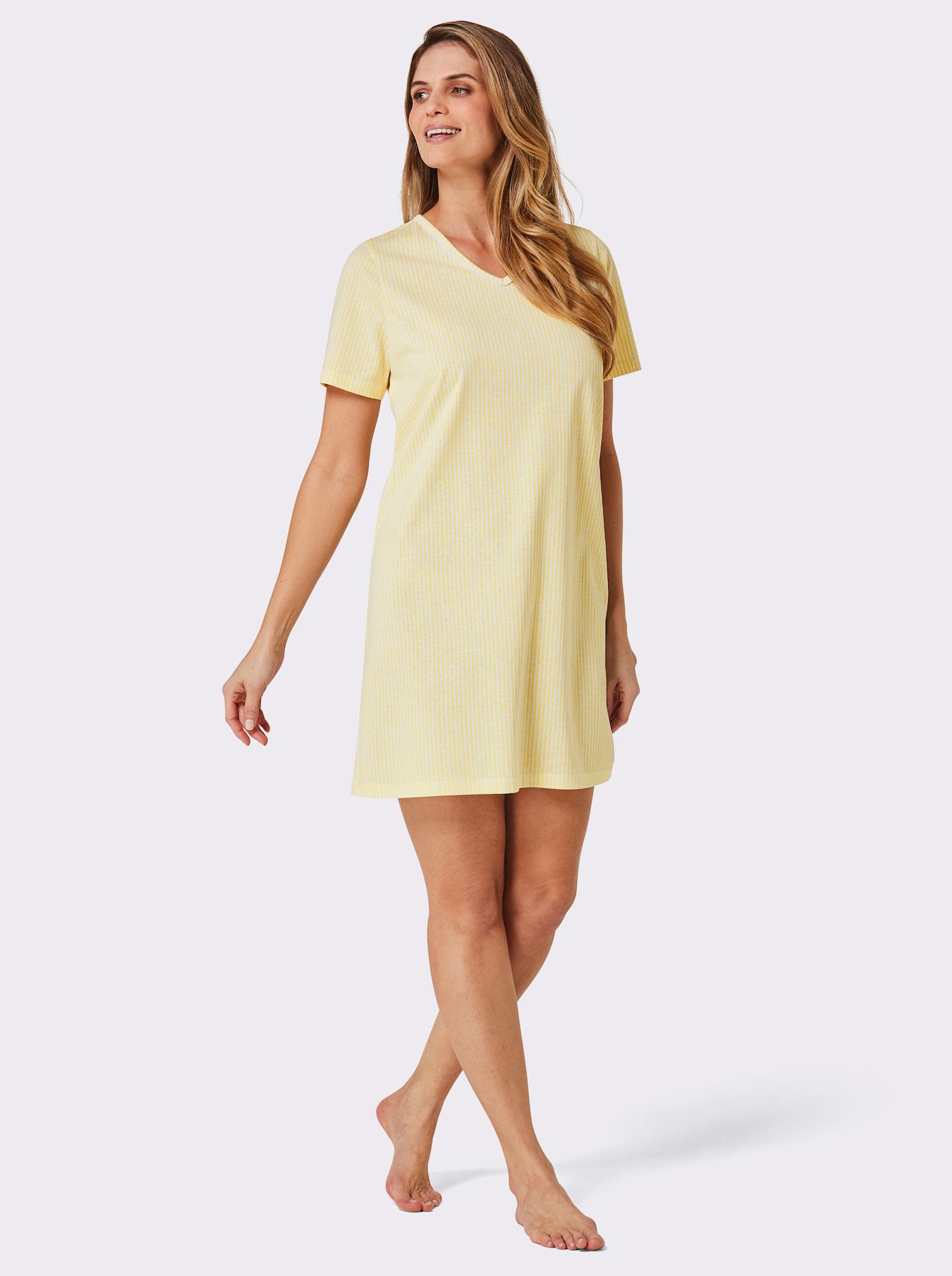 wäschepur Sleepshirts - weiss-lavendel-gestreift + weiss-zitrone-gestreift