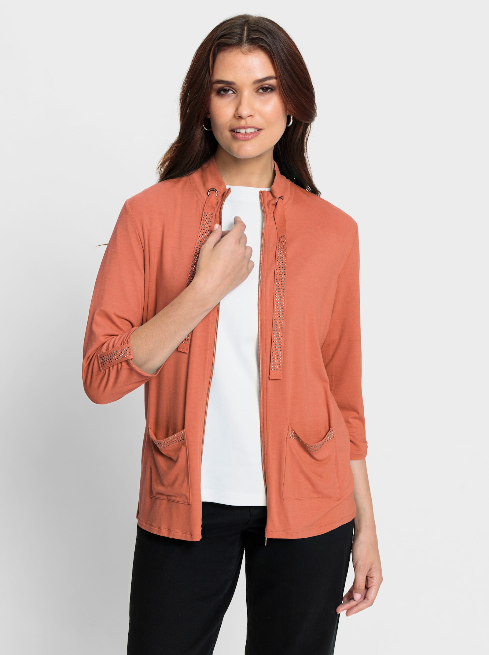 Shirtjacke mit 2 Taschen - papaya