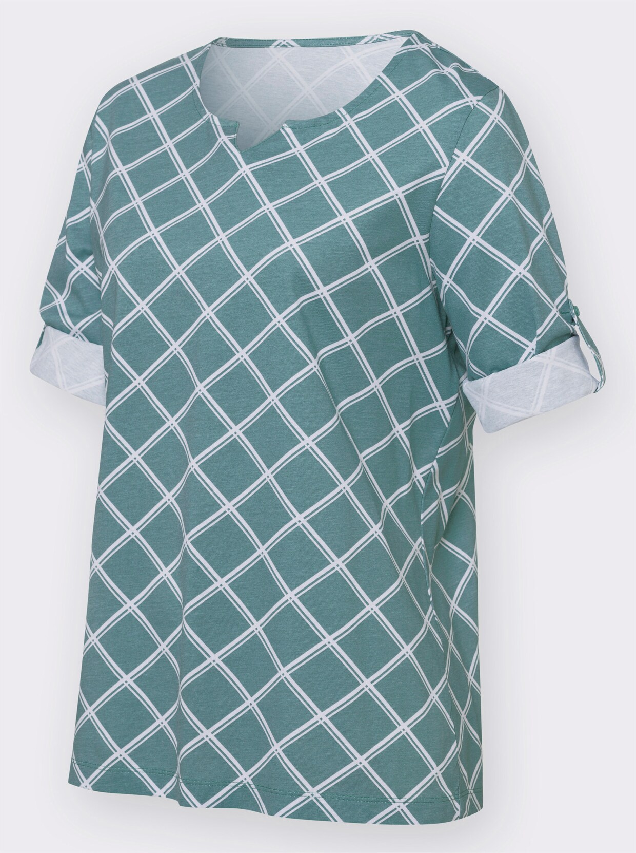Shirt met 3/4-mouw - jade geruit