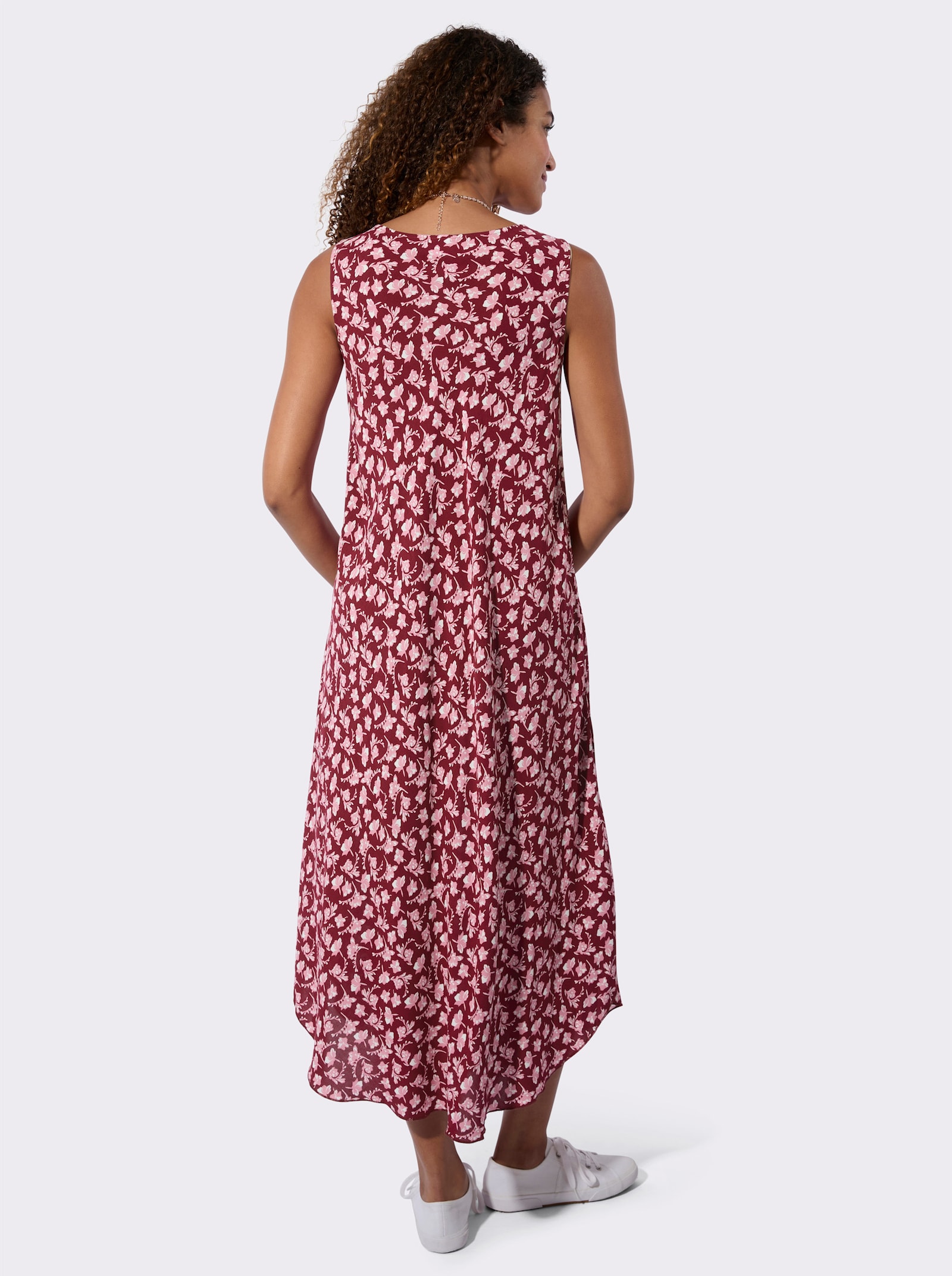 Druckkleid zum Reinschlüpfen - bordeaux-weiß-bedruckt