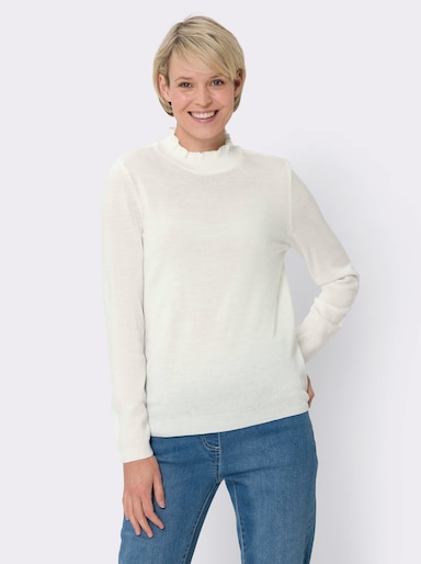 Pullover met opstaande kraag - ecru