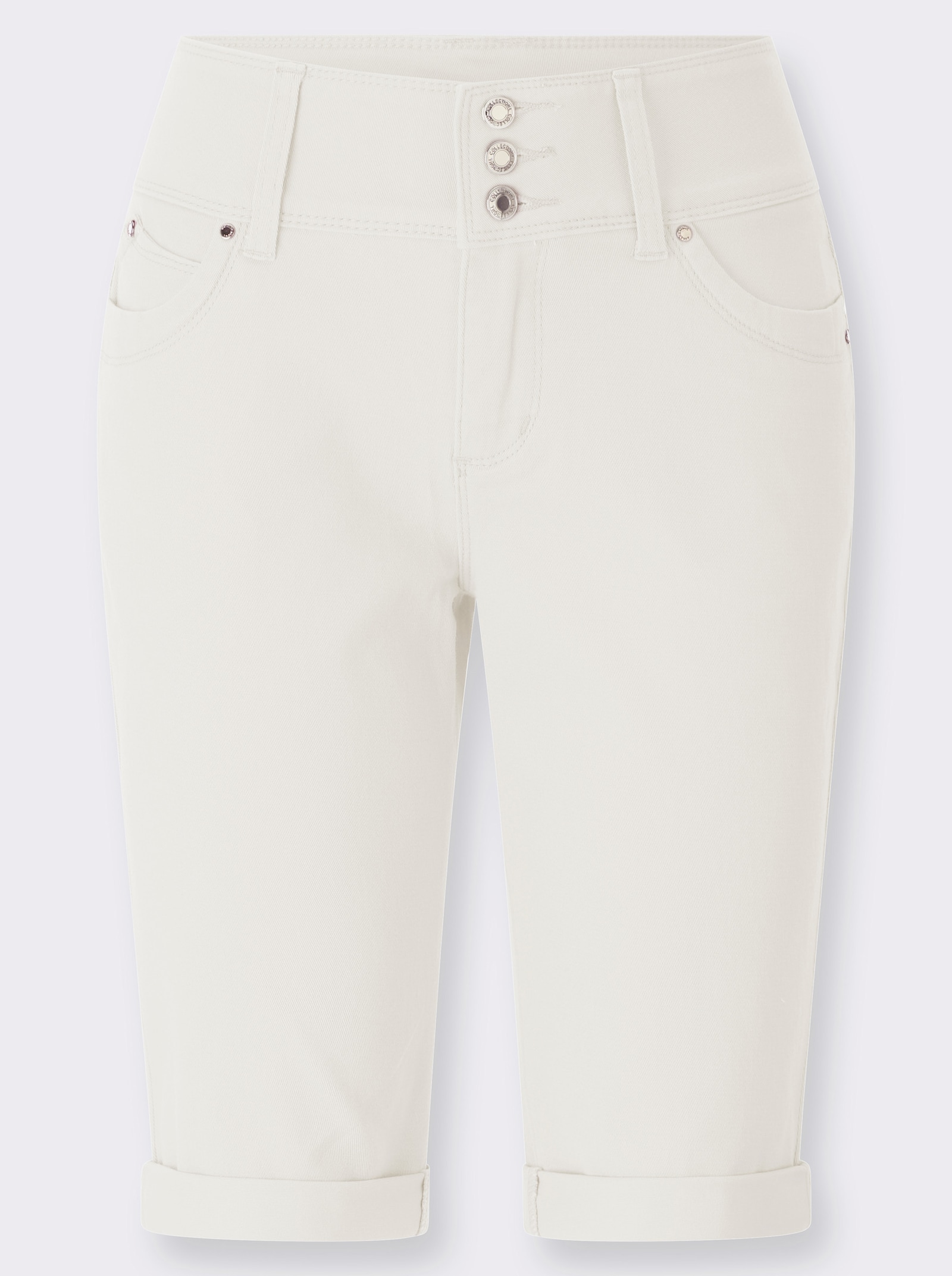 Bermudas mit gekrempeltem Saum - weiß