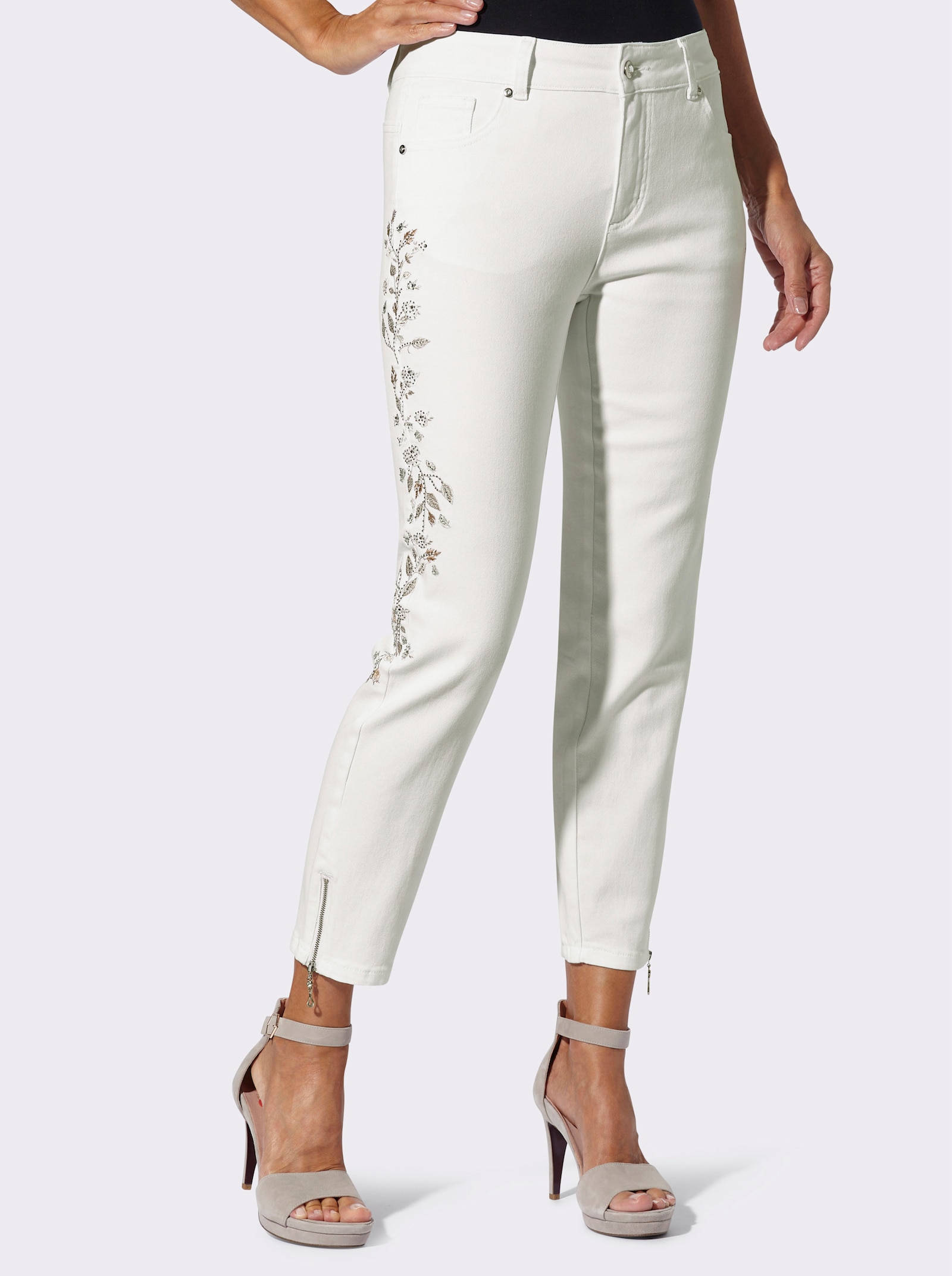 5-pocketjeans met push-up-effect - wit