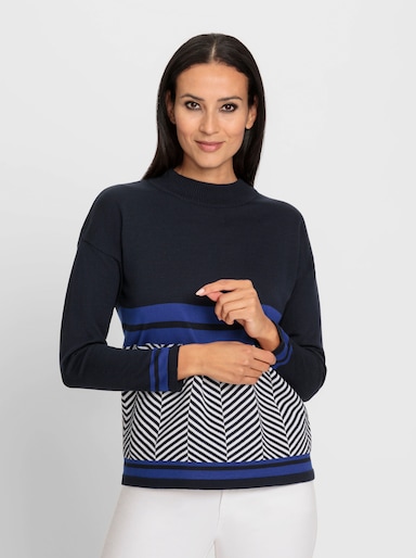 heine Jacquardpullover im Farbenmix - marine-ecru-gemustert