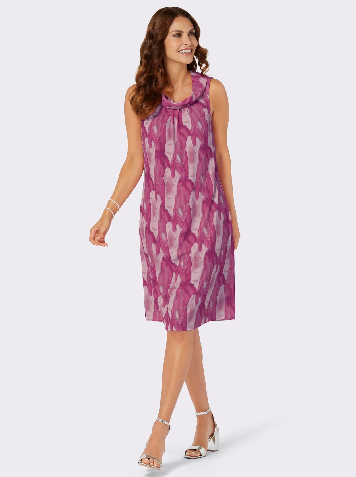 A-Linien-Kleid - magenta-hellrosé-bedruckt