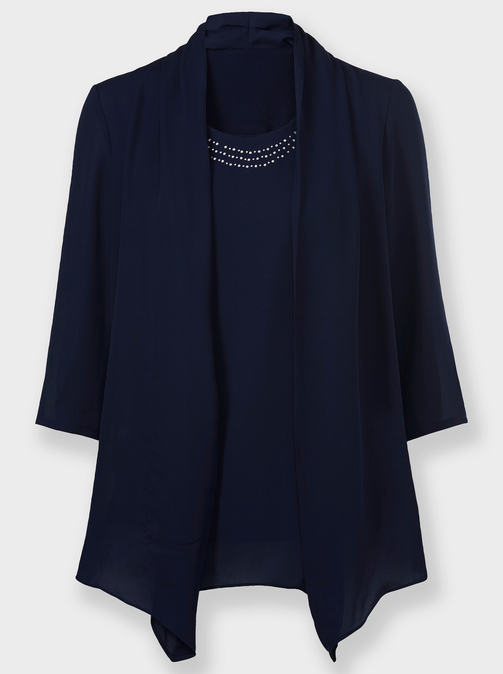 Chemisier crêpe aspect 2 en 1 - marine