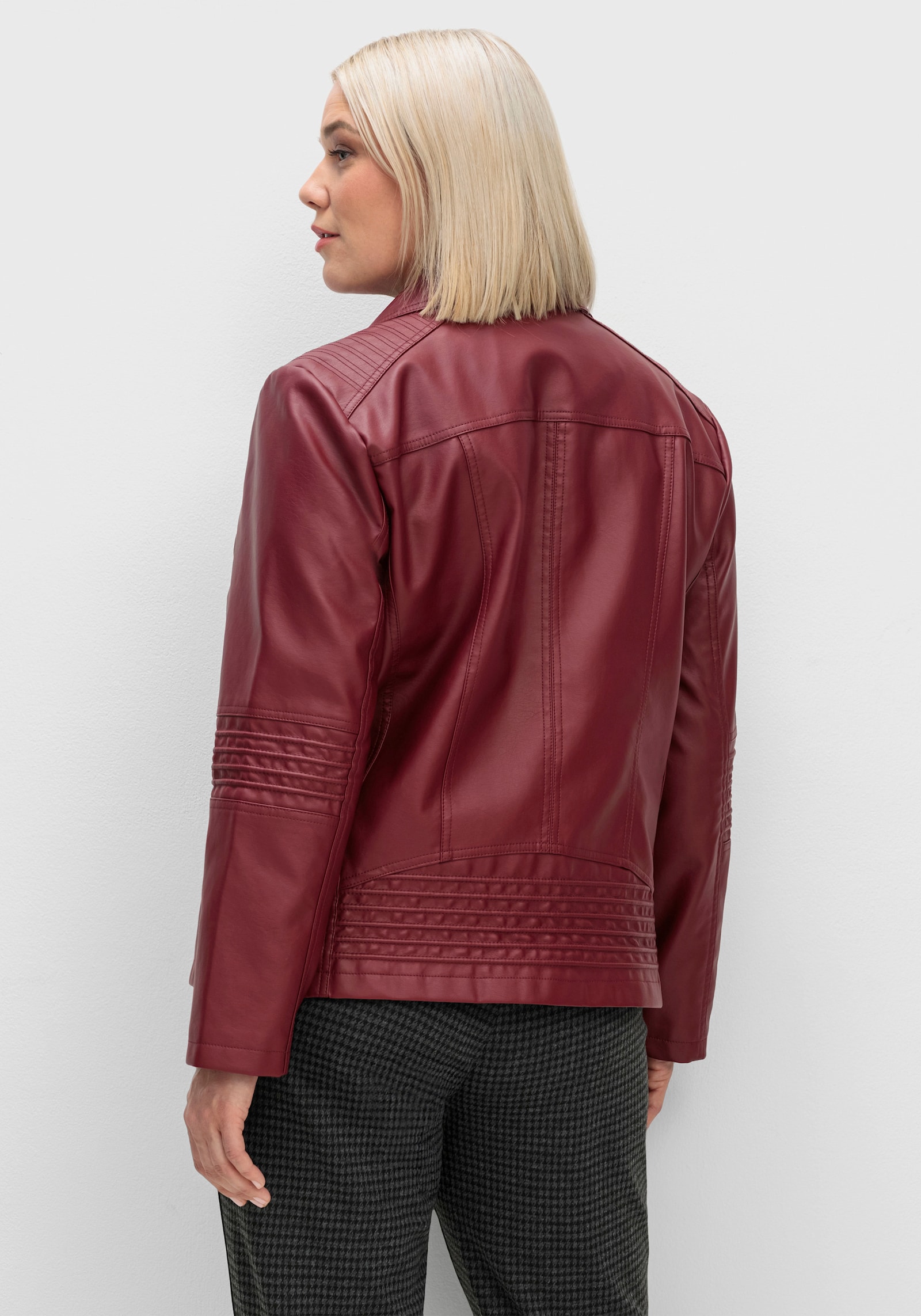 Lederimitatjacke mit Zier-Steppung - rot