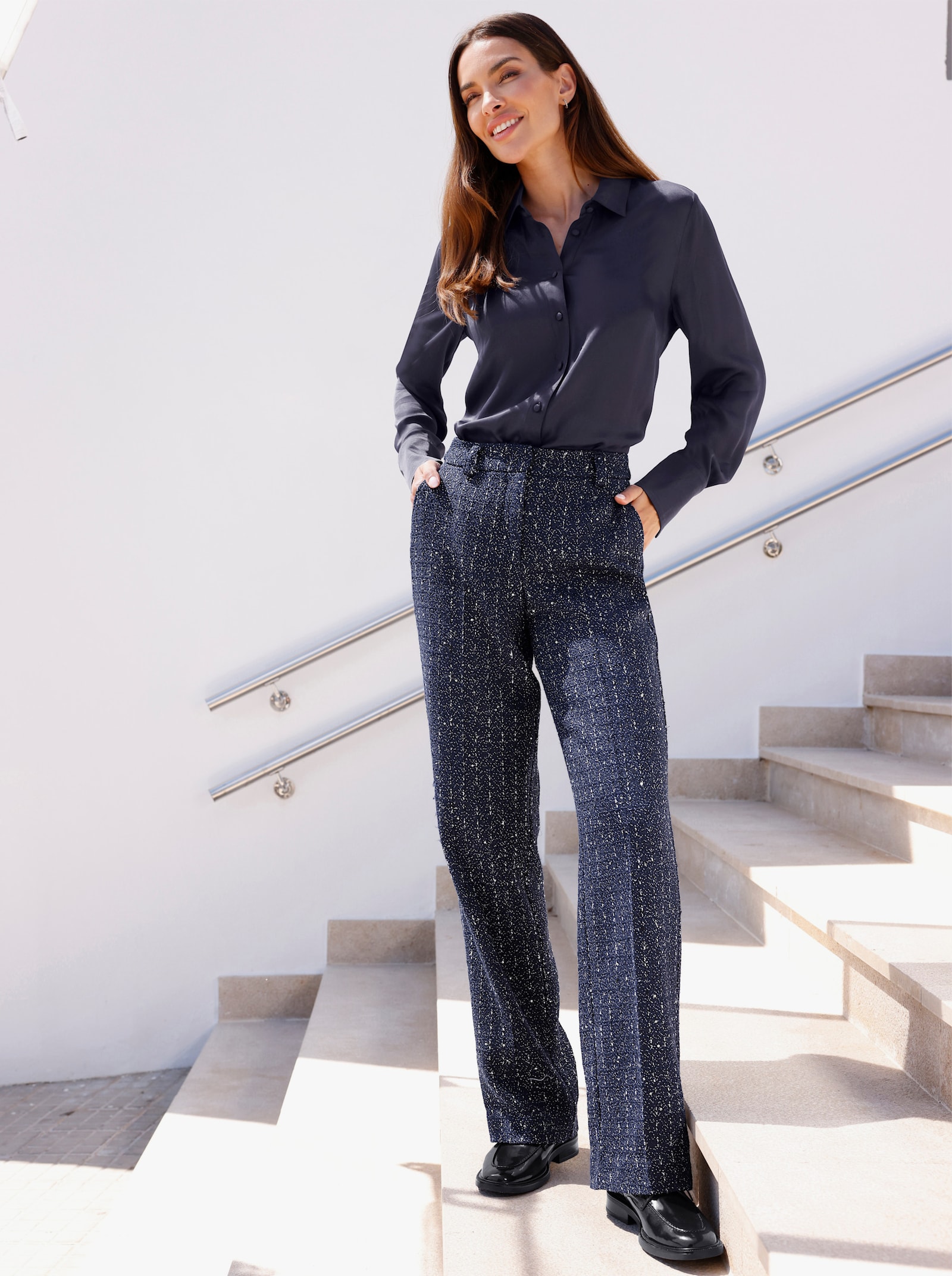 heine Hose mit Pailletten - marine-gemustert