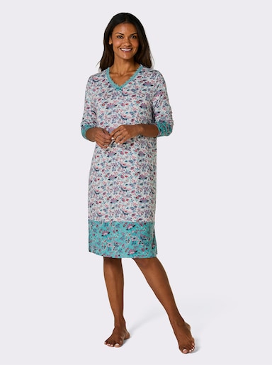 wäschepur Nachthemd - ecru-ozean-bedruckt