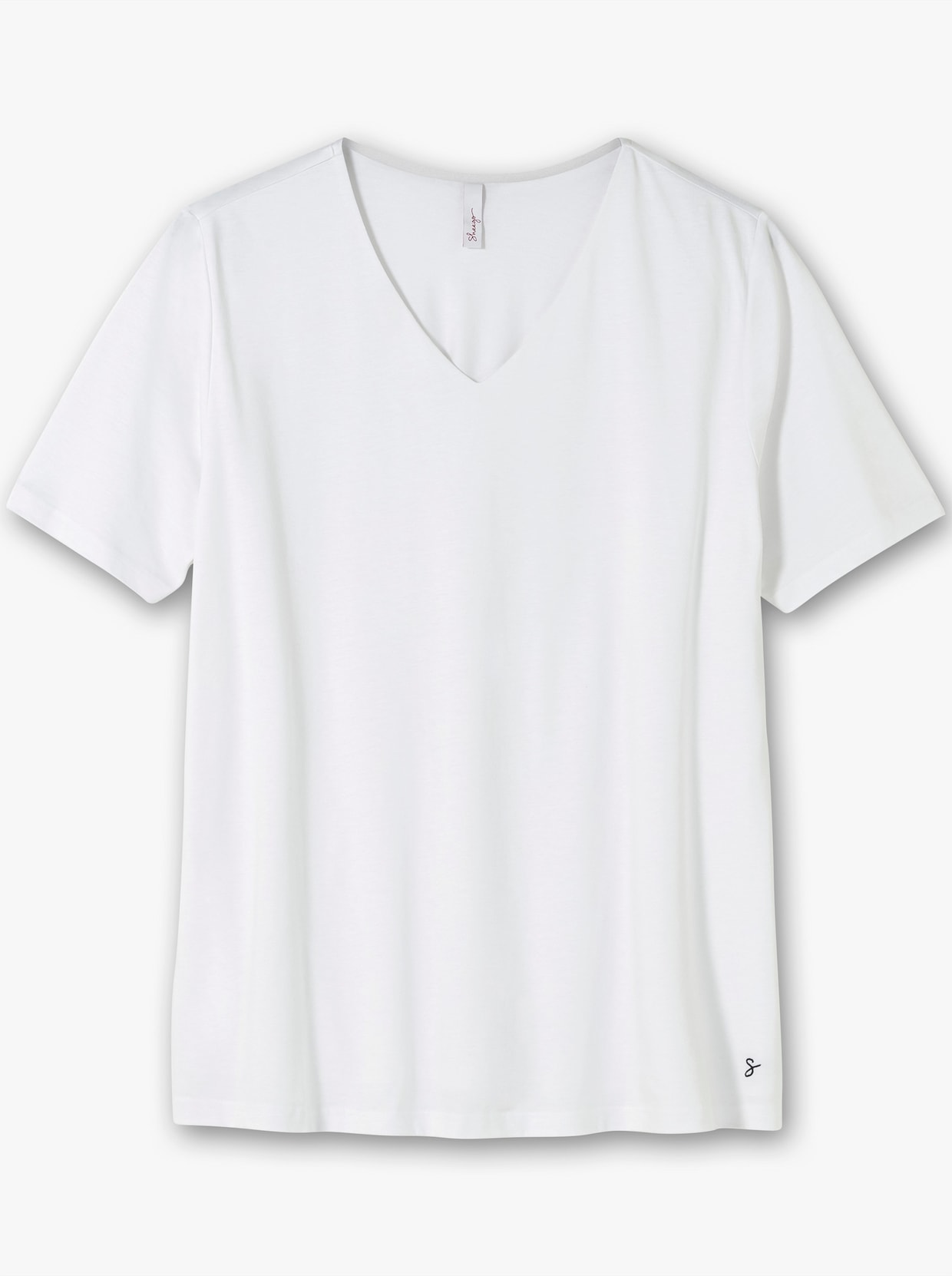 sheego T-Shirt mit doppellagigem Vorderteil - weiß