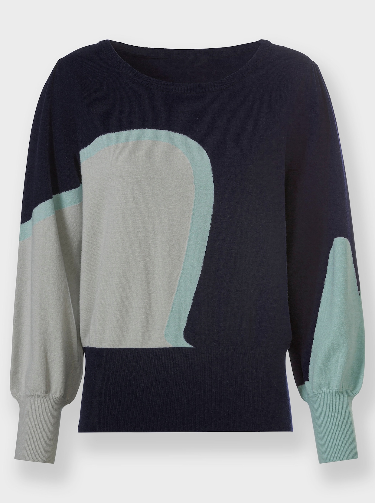 heine Pullover - marine/lichtgrijs gedessineerd