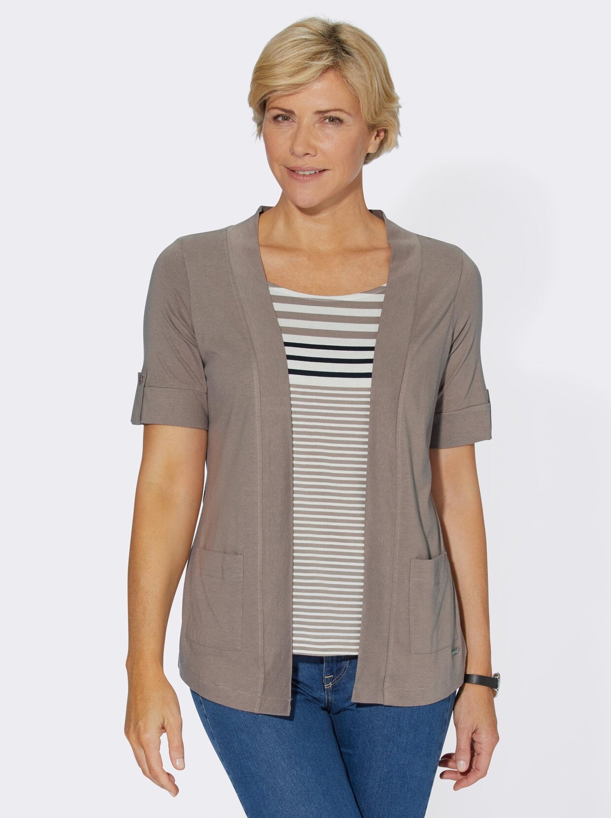 2-in-1-Shirt - taupe