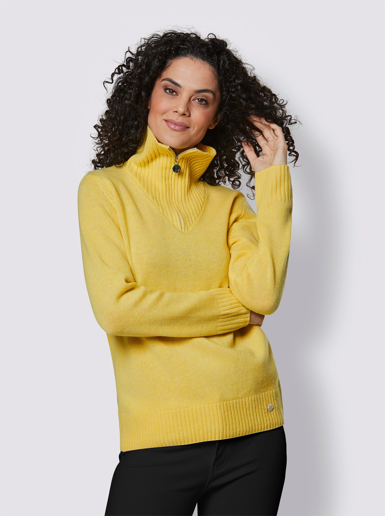 Creation L Premium Merino-Kaschmir-Pullover - zitrone-meliert