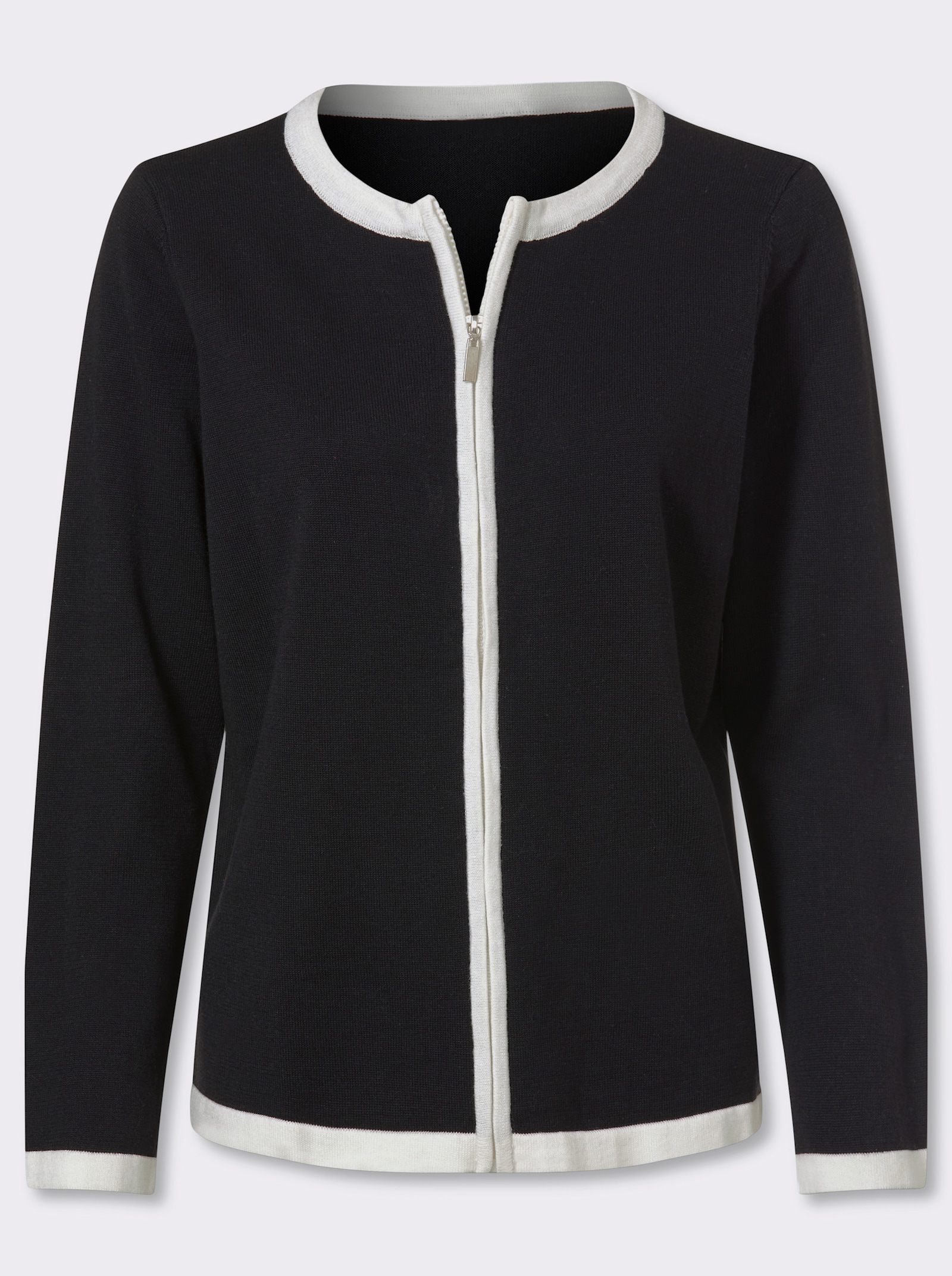 heine Fijn gebreid vest met ritssluiting - zwart