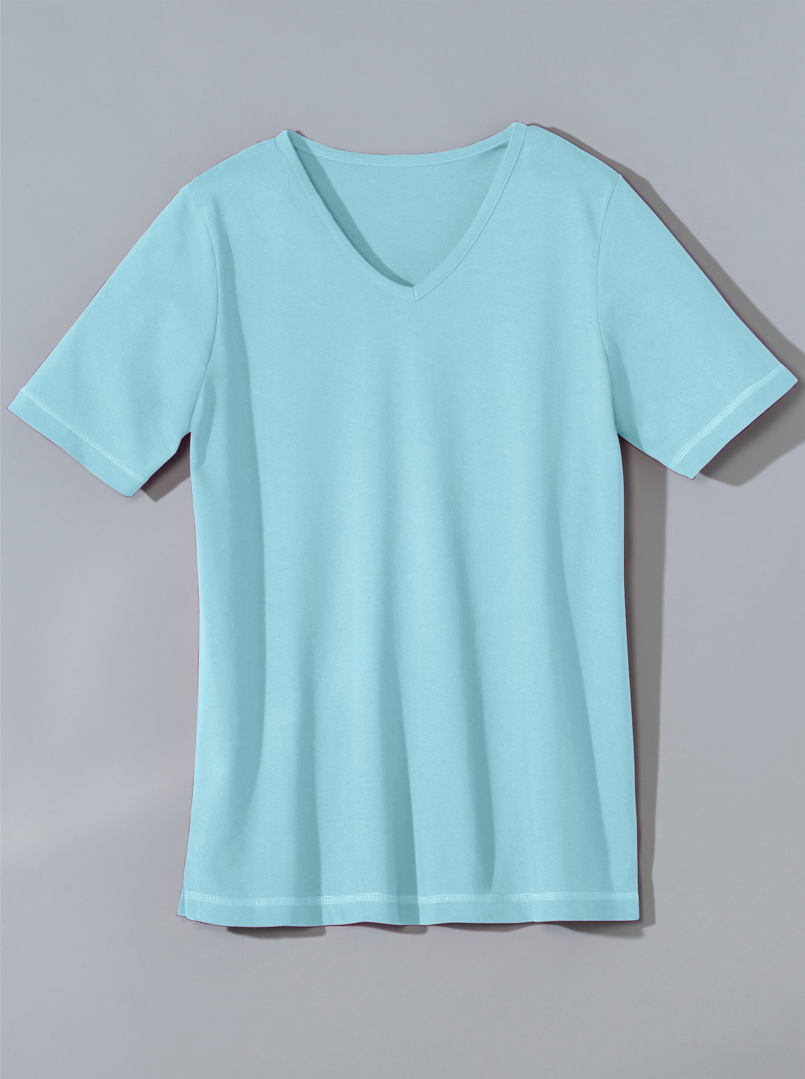 Shirt met korte mouwen en zijsplitten - aqua