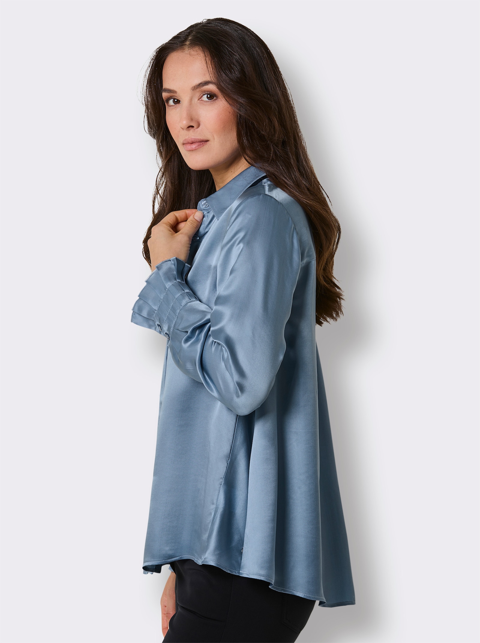 CREATION L PREMIUM Seidenbluse - bleu