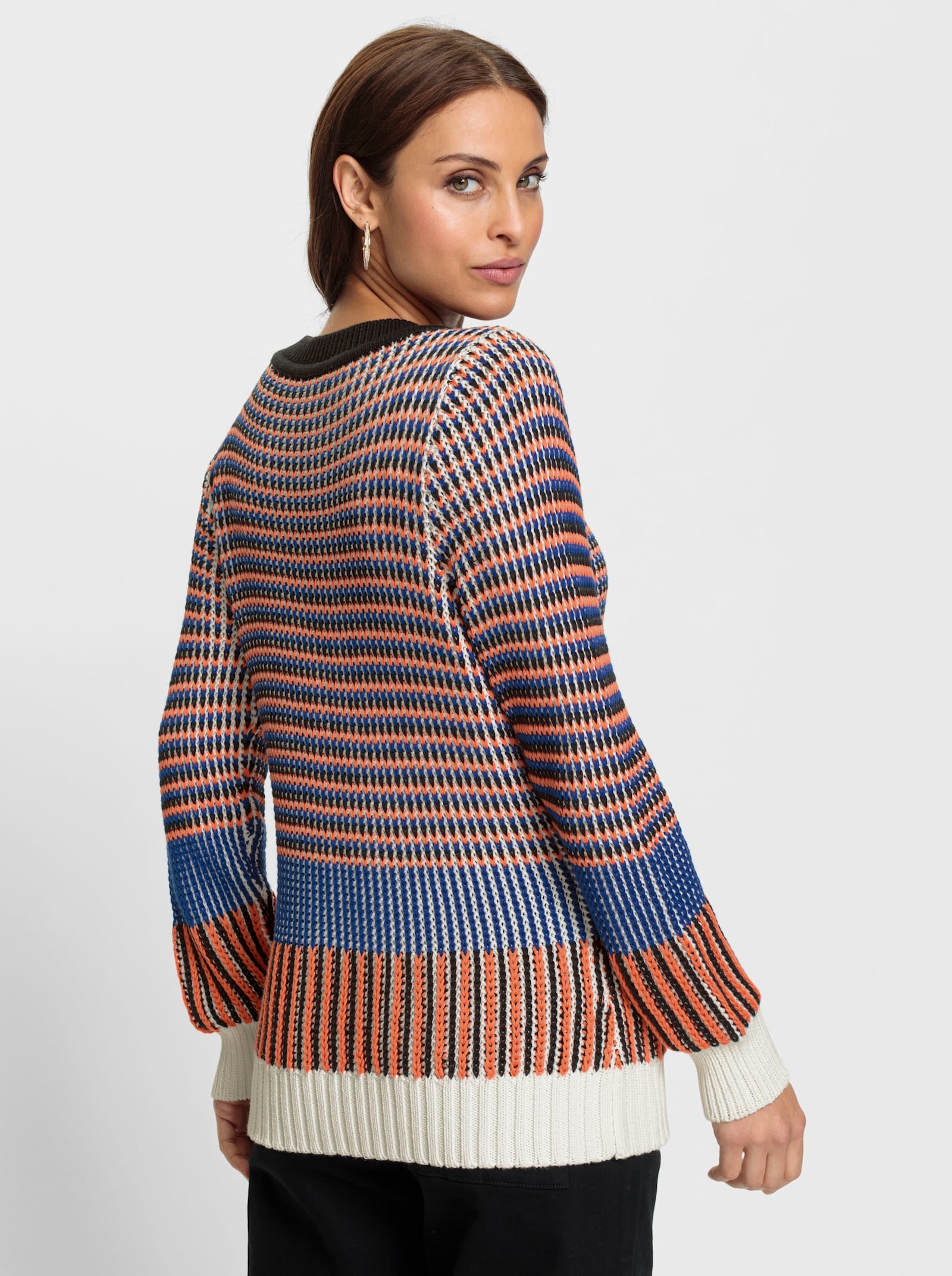 Pullover in meerkleurig jacquarddessin - ecru/zwart gedessineerd