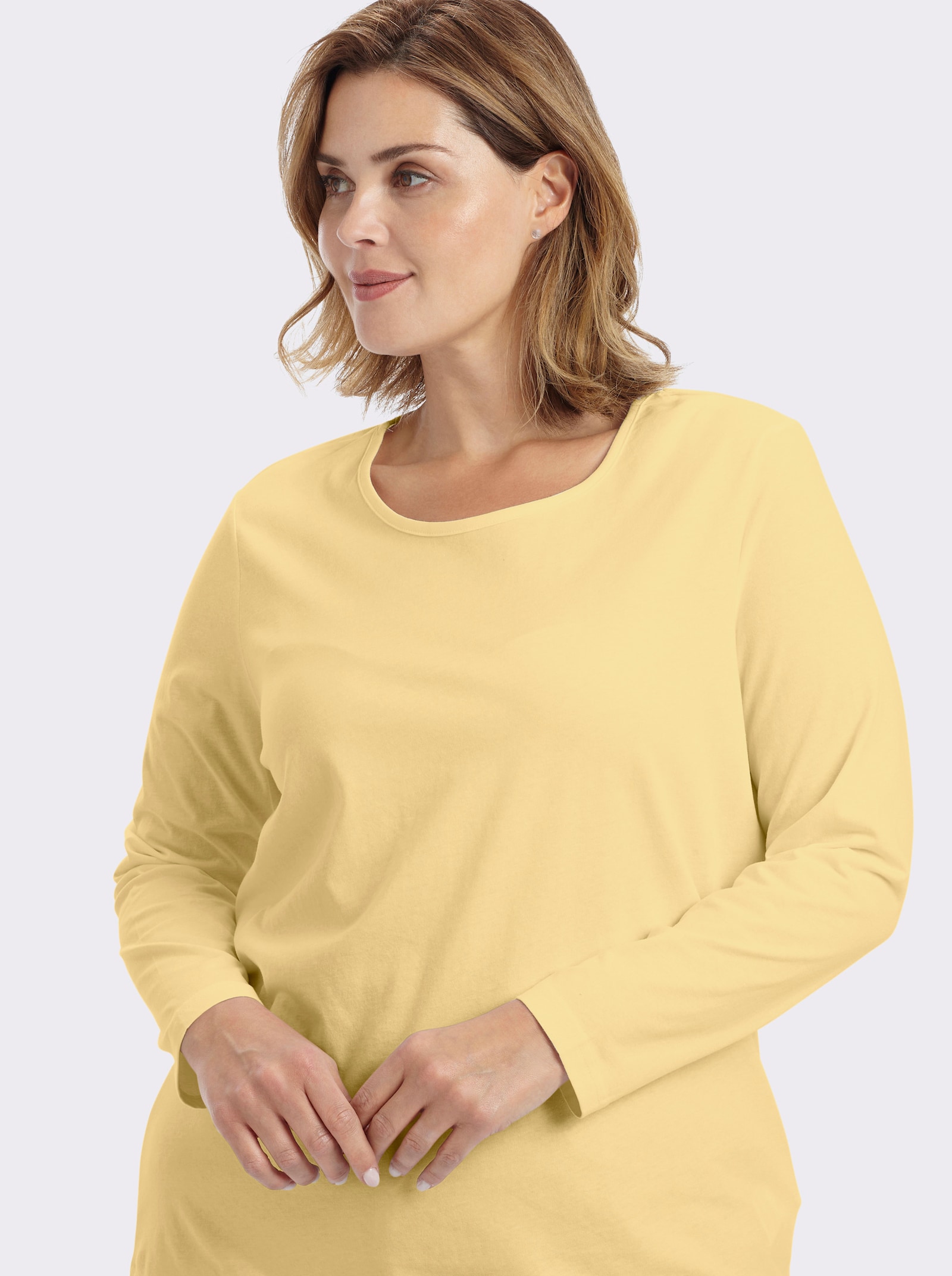 Langarmshirt in weiter Form - weiß