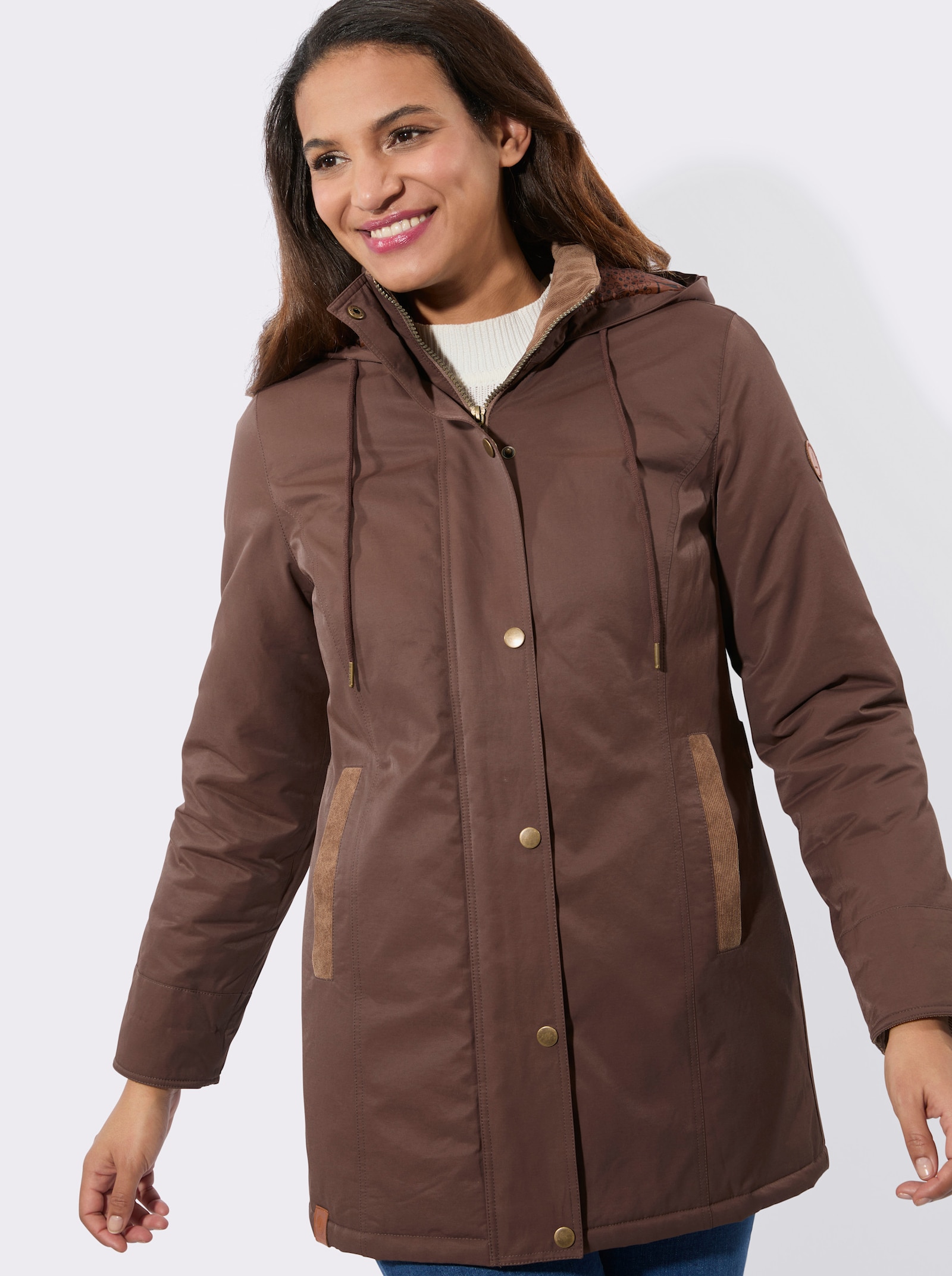 Canvasjacke mit Stehkragen - schoko