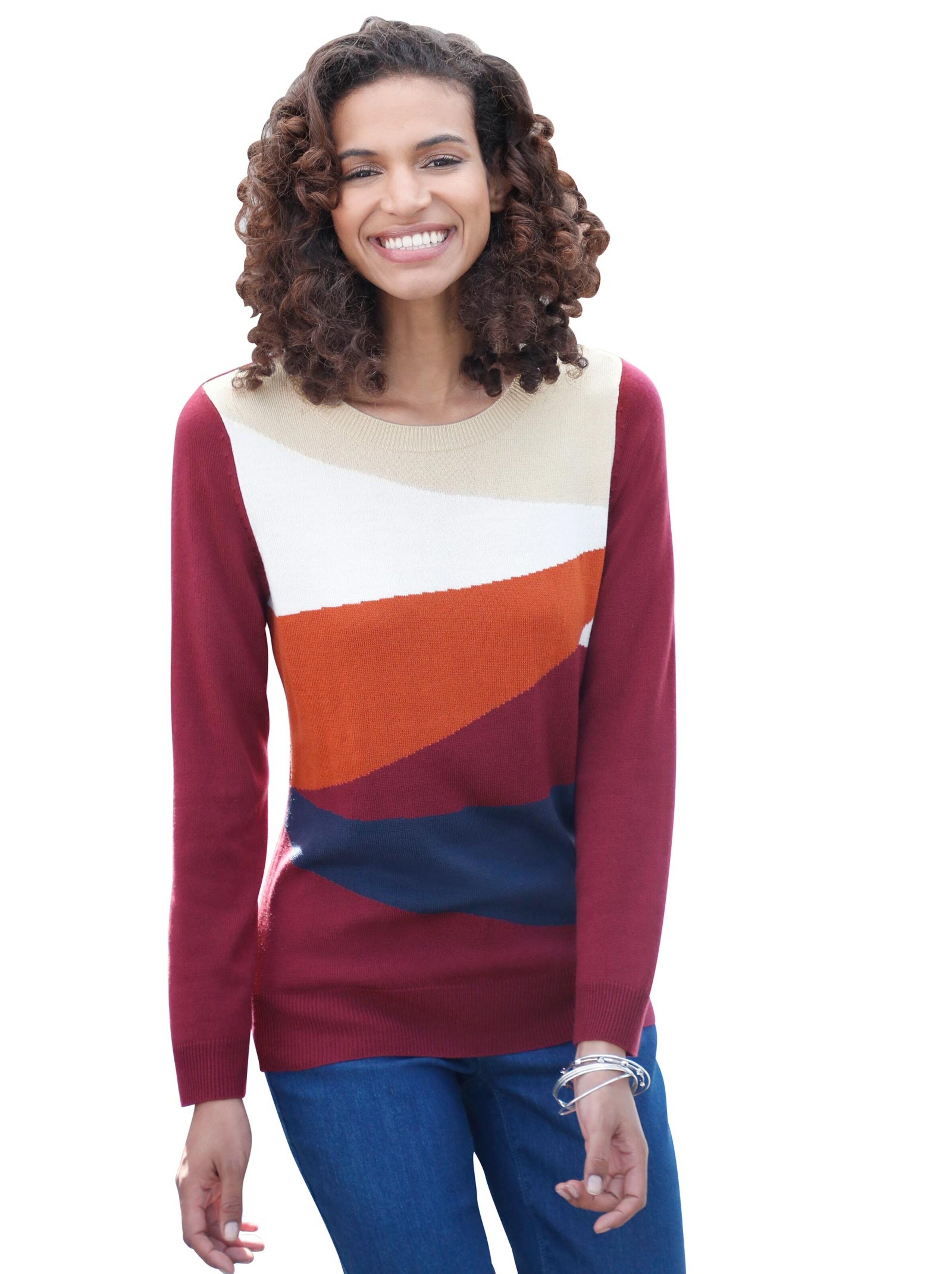 Pullover - weinrot-rost-gemustert