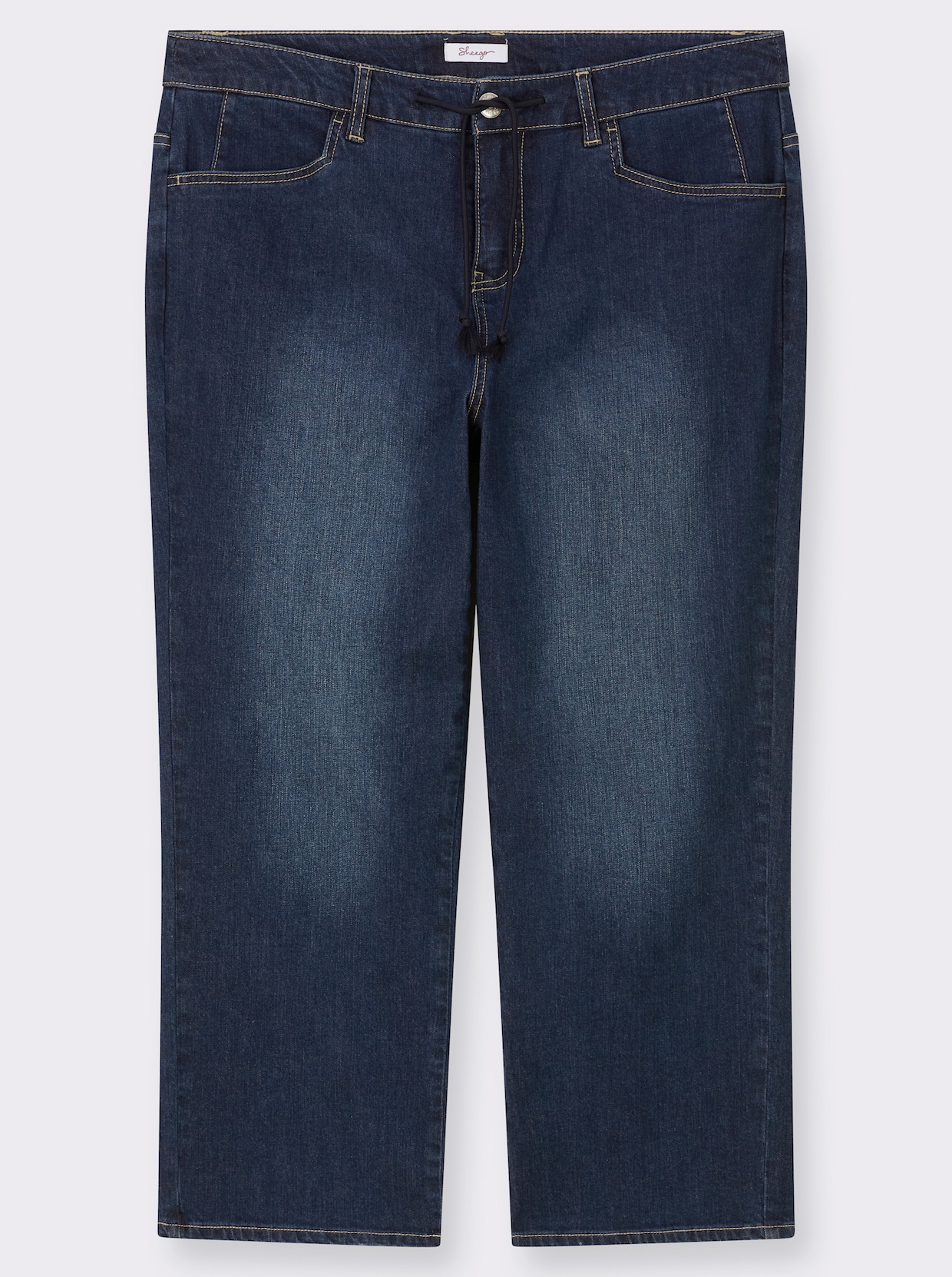 sheego Jean longueur cheville avec coulisse et cordon - bleu foncé