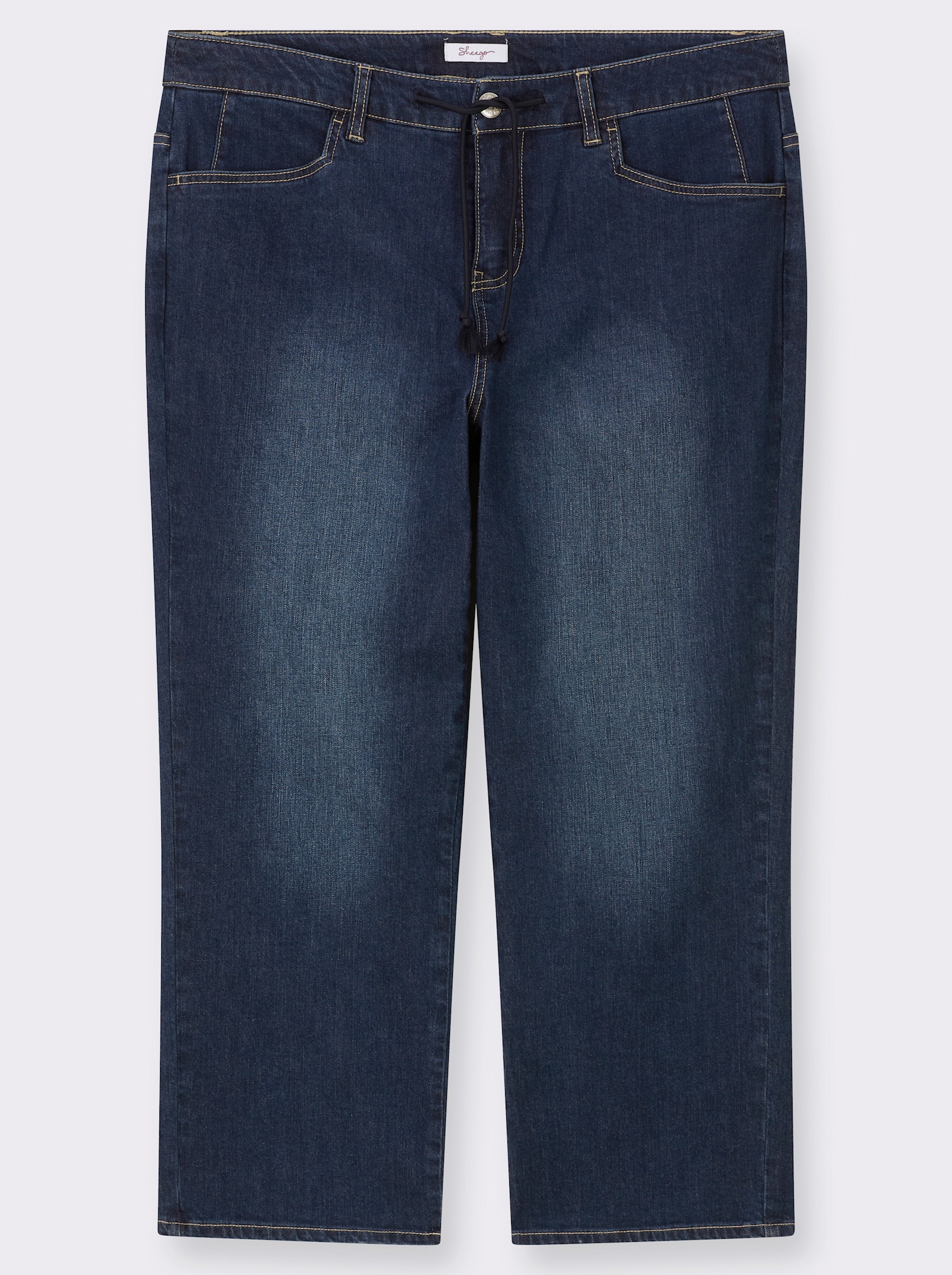 sheego Ankle-Jeans mit Tunnelzug und Kordel - dark blue