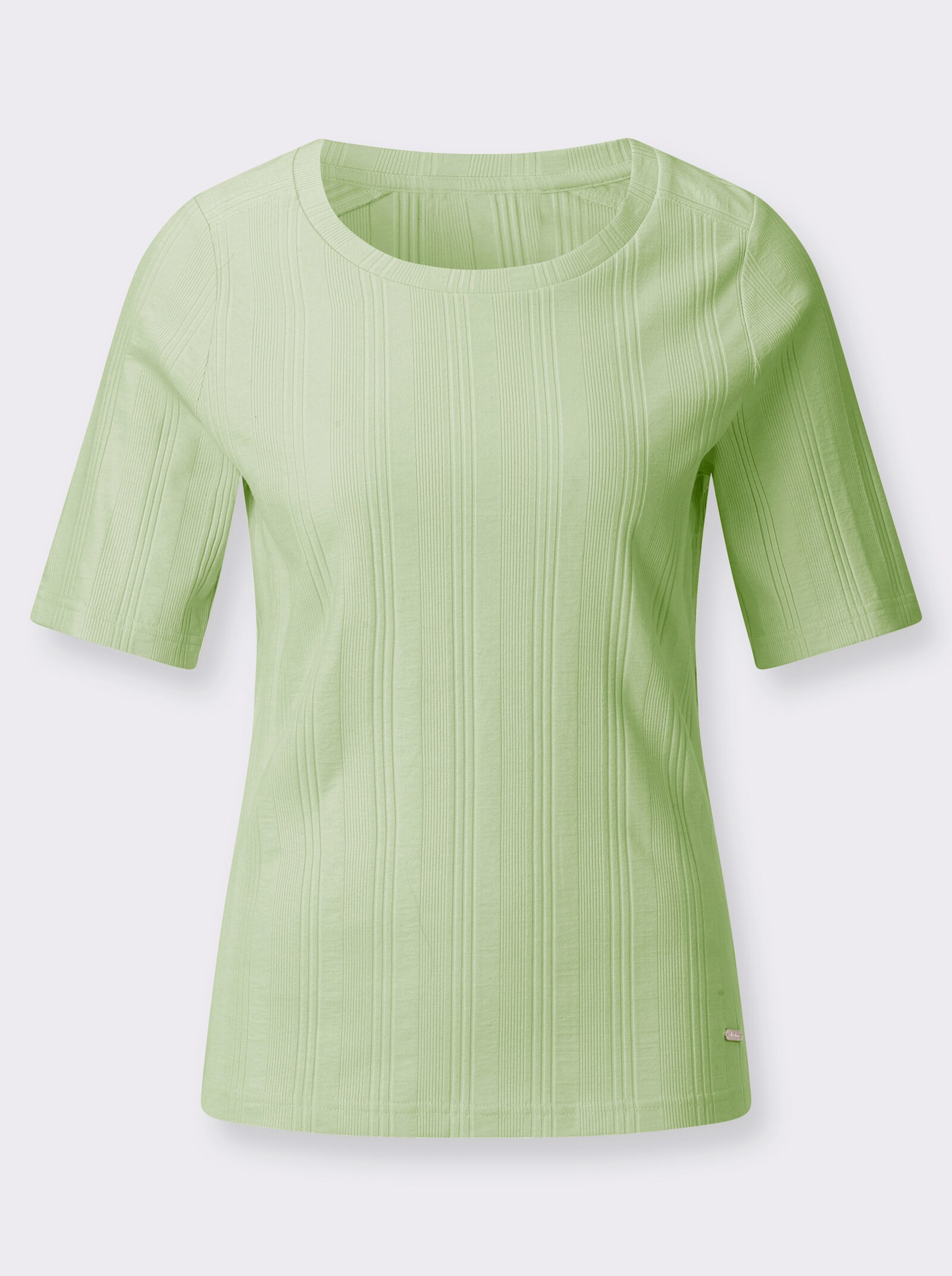 Kurzarmshirt in Rippen-Jersey-Qualität - reseda