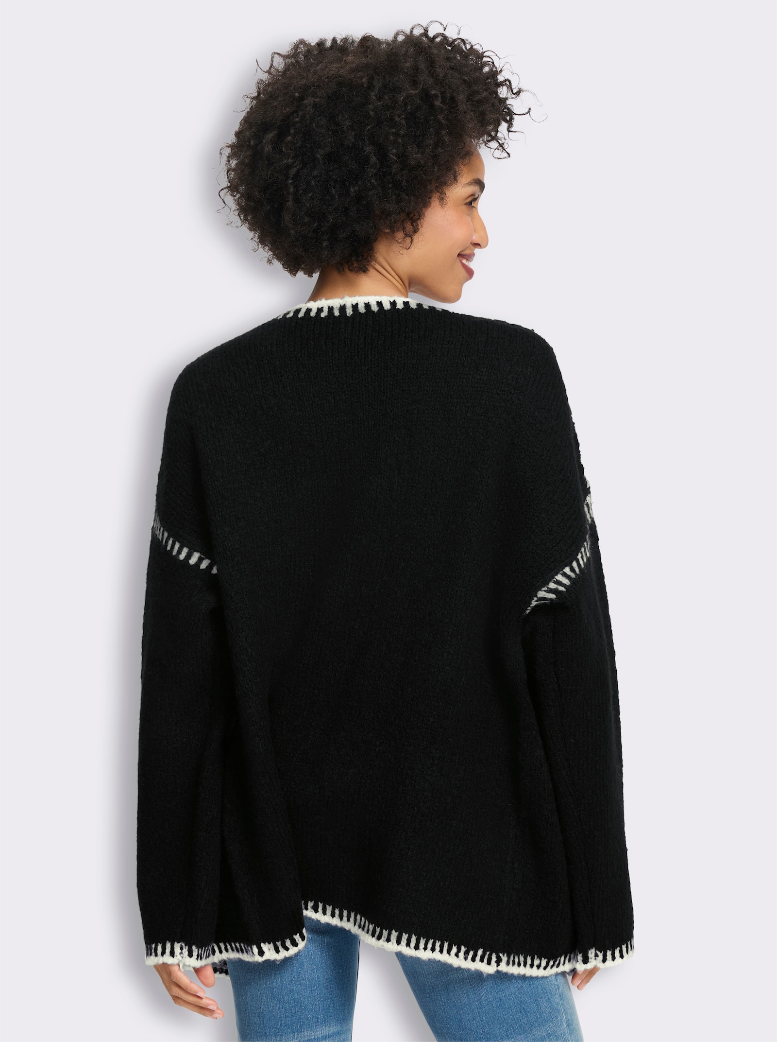 heine Strickjacke mit Kontrast-Details - schwarz
