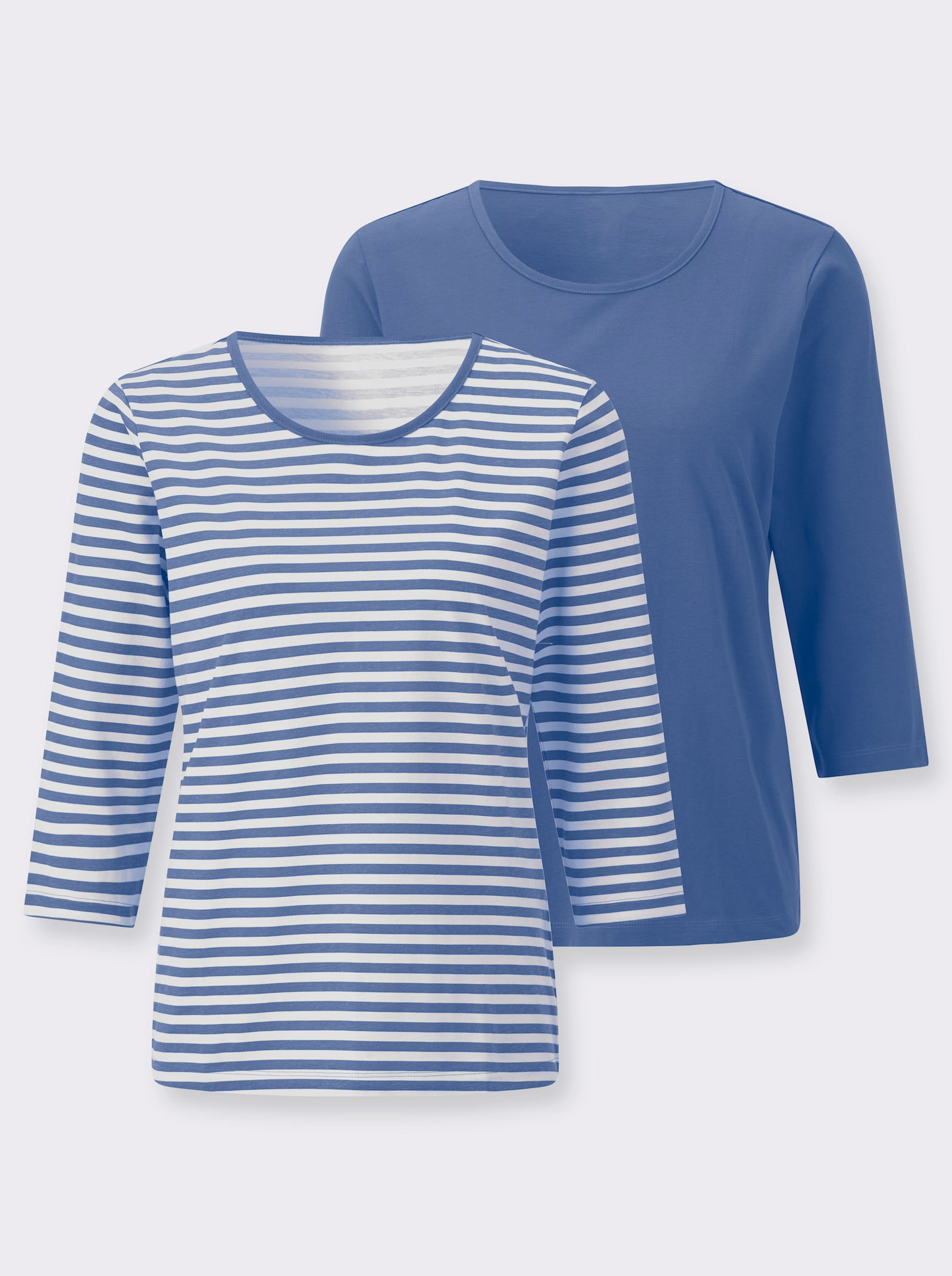 Shirt-Set mit 3/4-Ärmeln - jeansblau