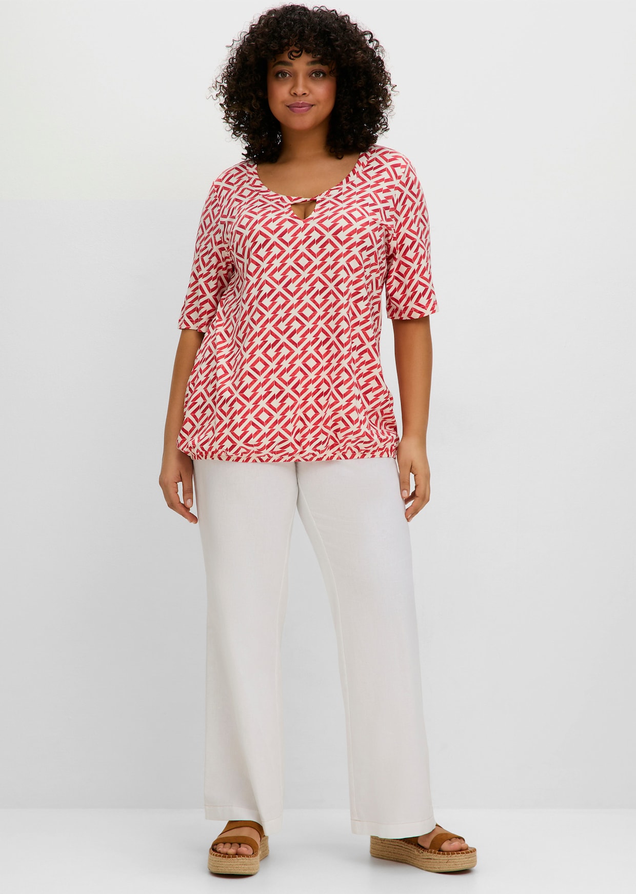 sheego Shirt - langoustine gedessineerd