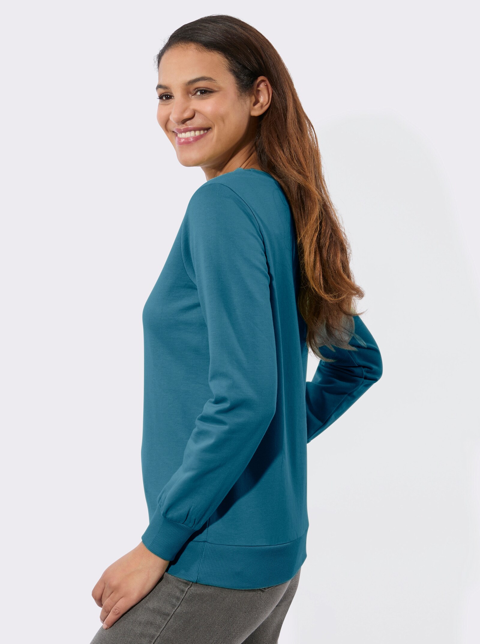 Sweatshirt mit Ripp-Abschlüssen - topas