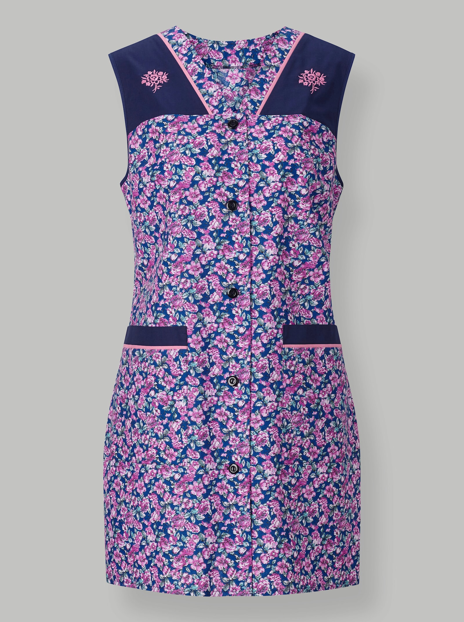 Kasack mit 2 Taschen - fuchsia-bedruckt
