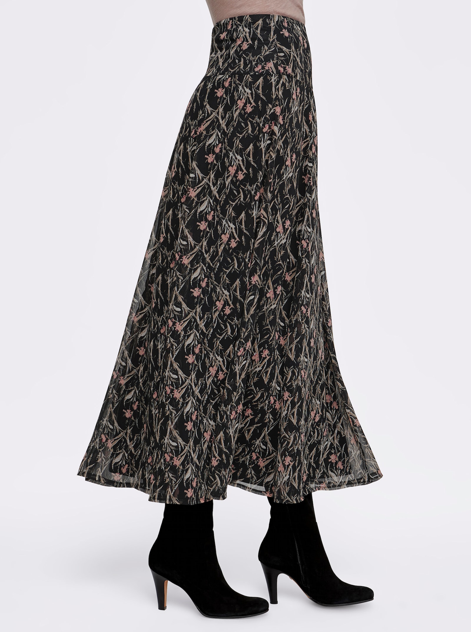 Maxirock mit blickdichter Lage - rosé-gemustert