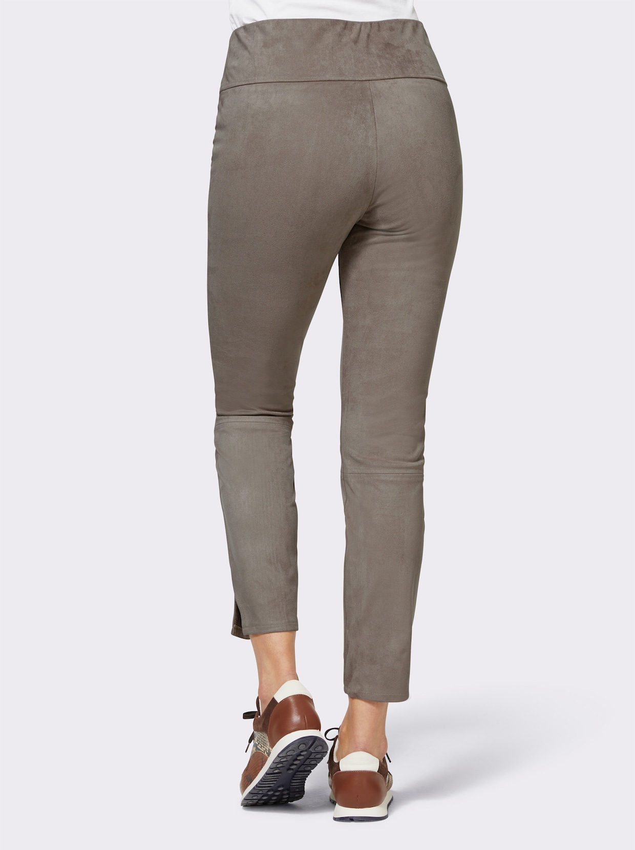 heine Broek van imitatieleer - taupe