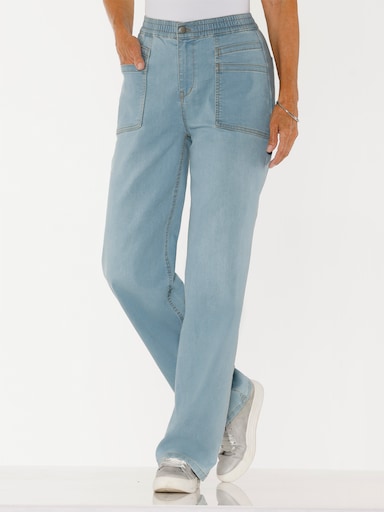 Jeans mit weit geschnittenen Beinen - blue-bleached