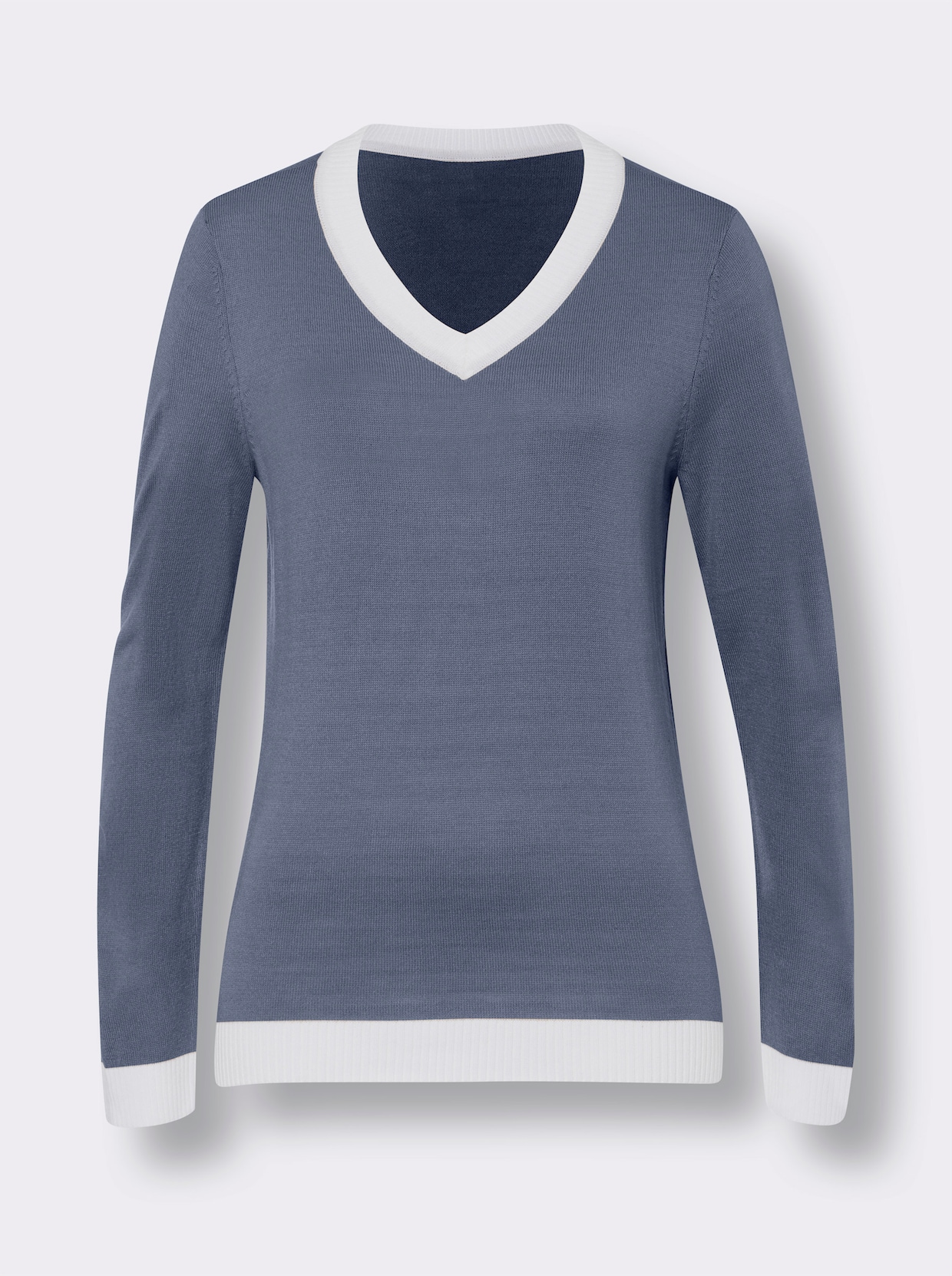 V-Pullover - taubenblau