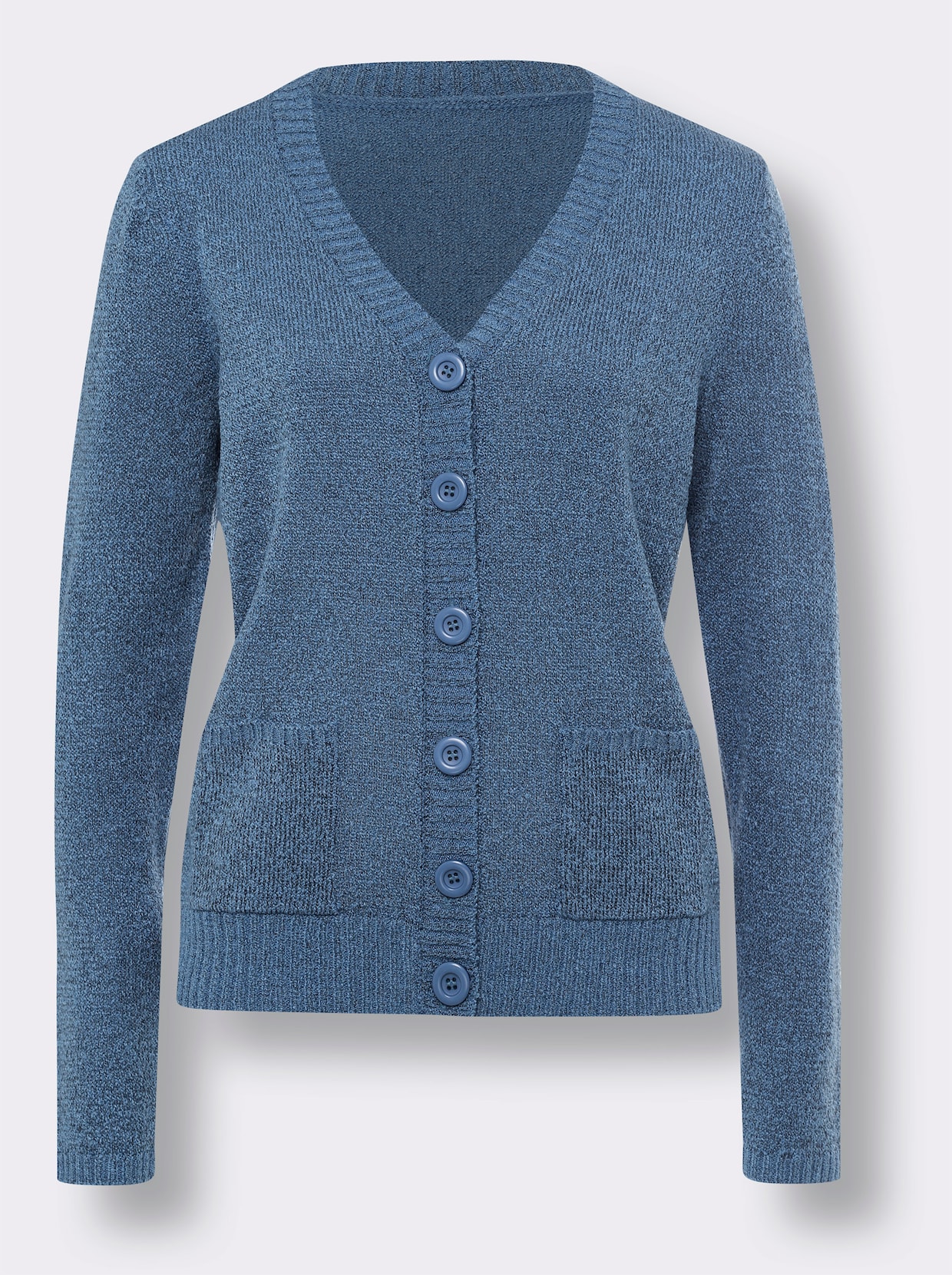 Strickjacke - mittelblau-meliert