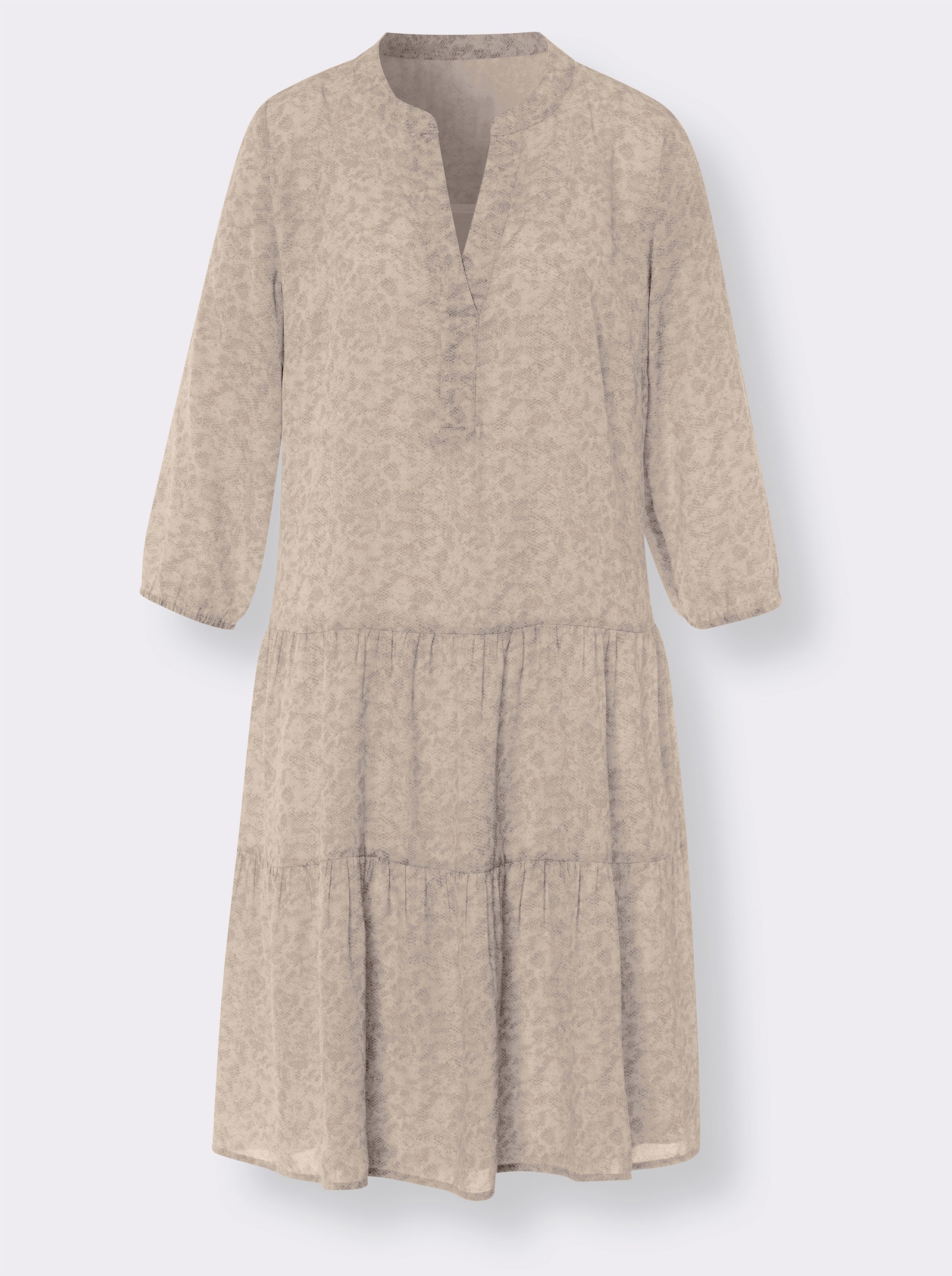 heine Druckkleid mit separatem Unterkleid - champagner-beige-bedruckt