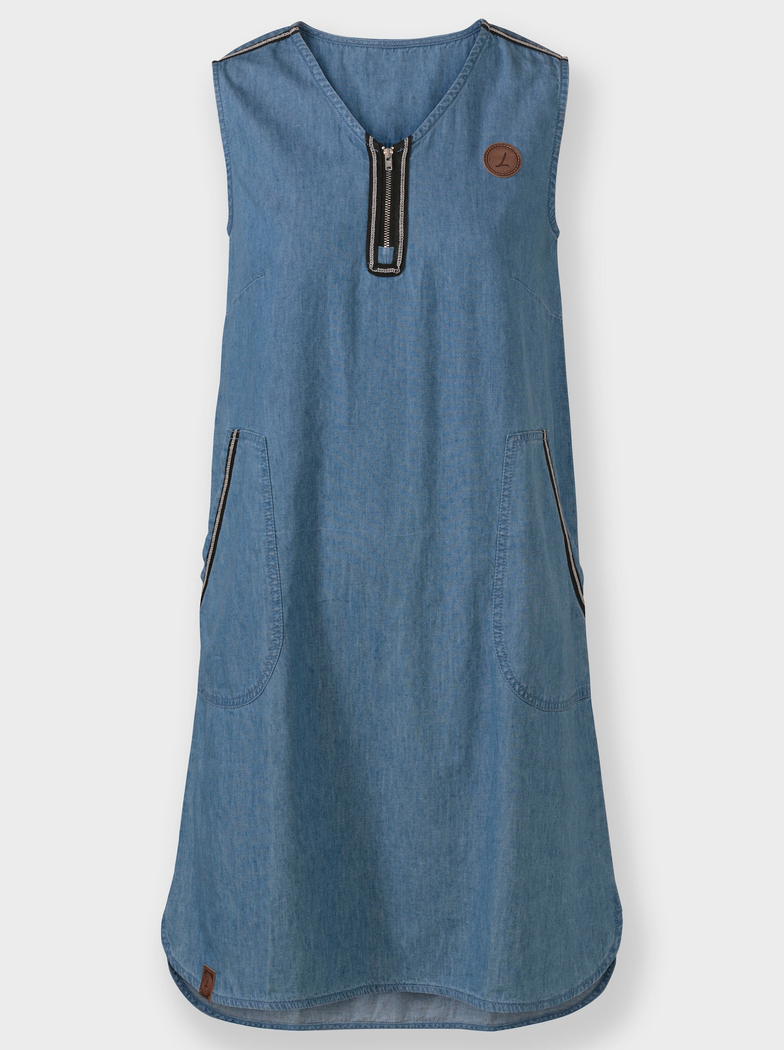 Jeansjurk met verlengde zoom aan de achterkant - blue-bleached