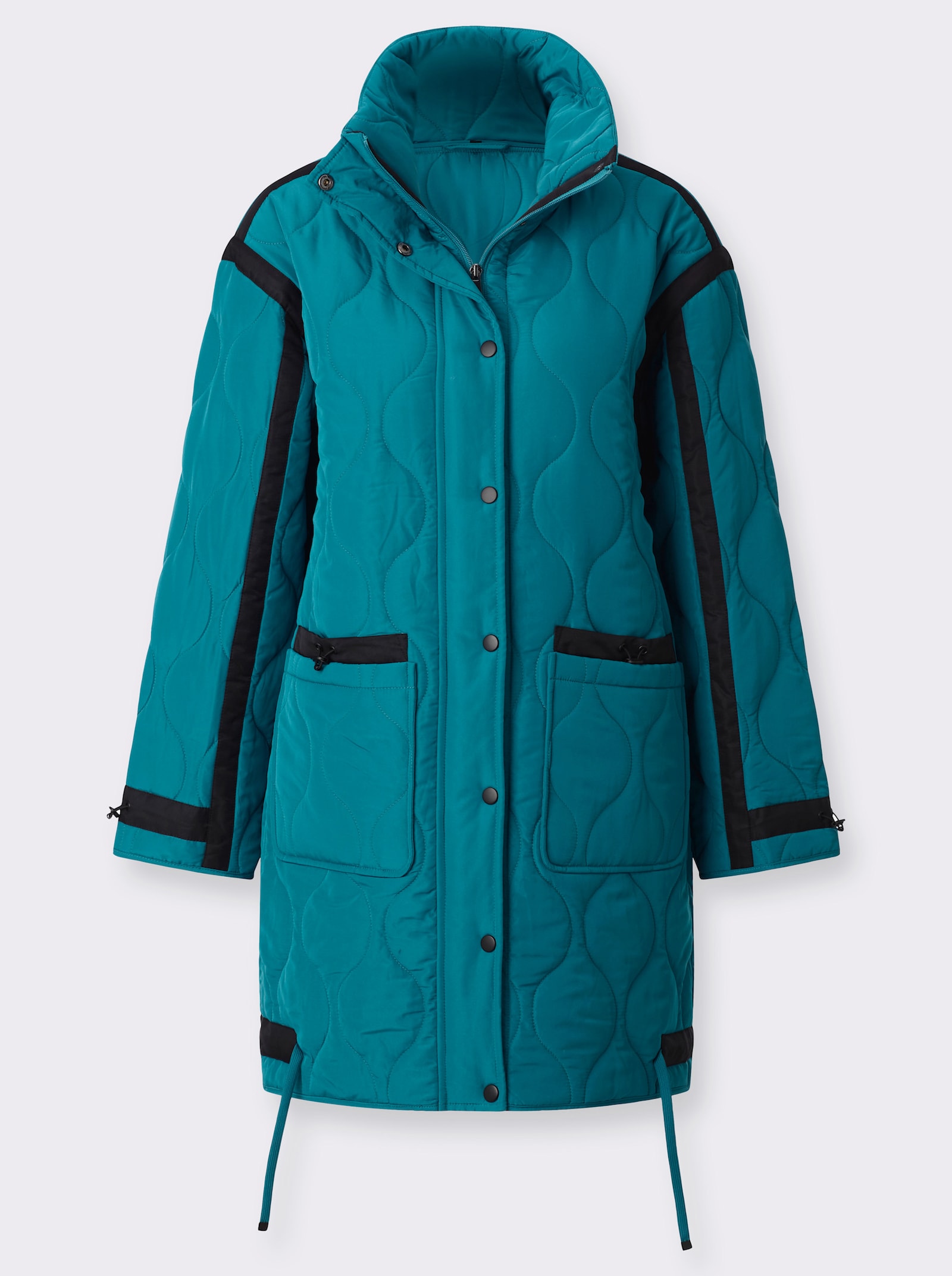 Steppjacke in Longform - aquapetrol-schwarz